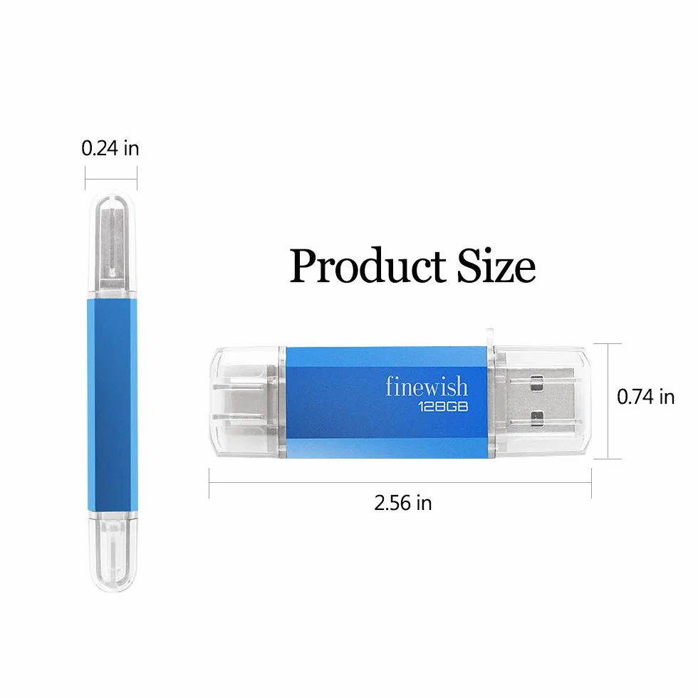 Chiavetta USB Type C 128 GB 2 in 1 OTG Pen Drive per PC MacBook Tablet Smartphone Huawei Samsung Xiaomi Blu
