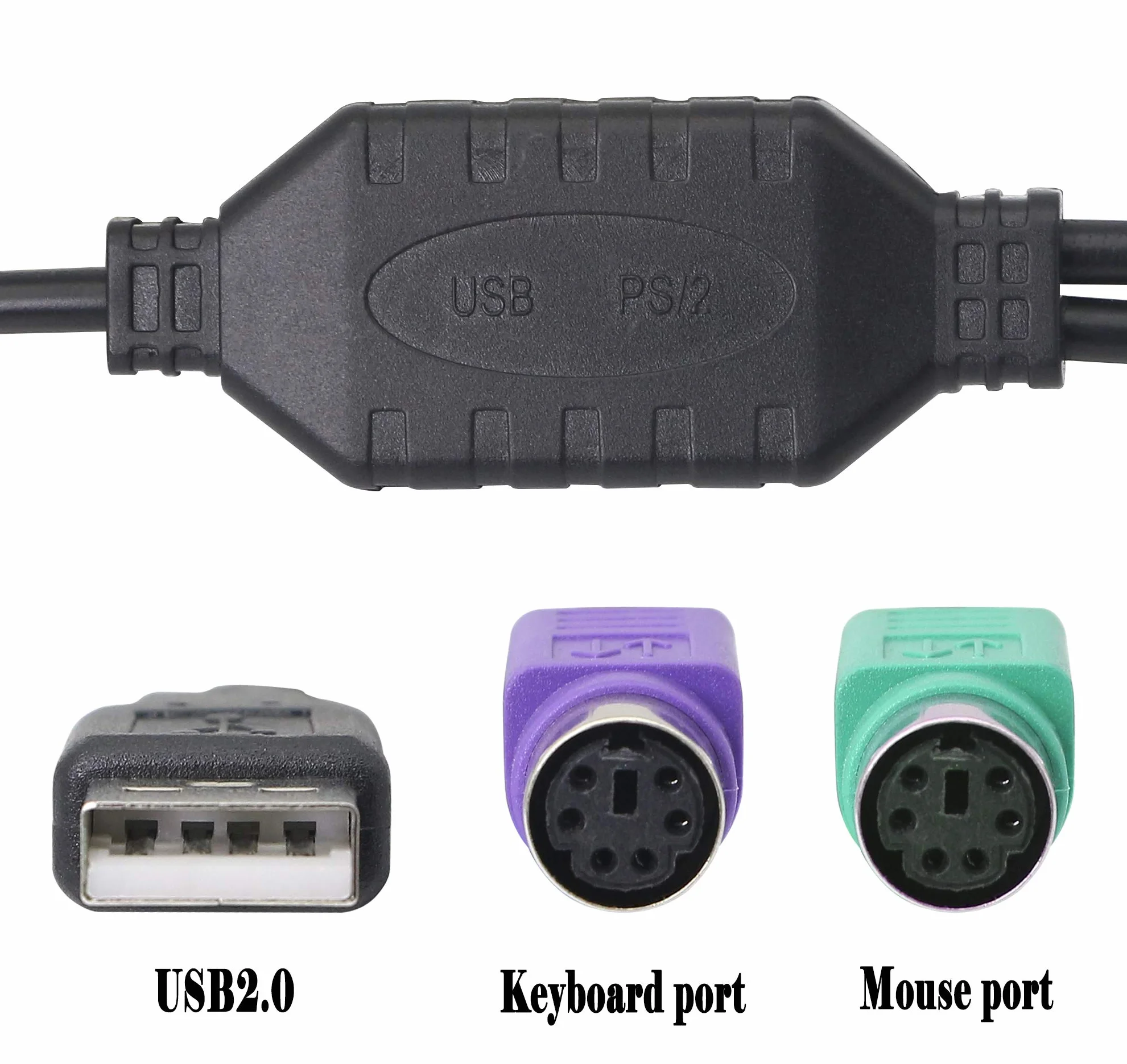 HONGLEI USB cavo a PS2 spina attiva doppio PS2 adattatore per tastiera e mouse - nero