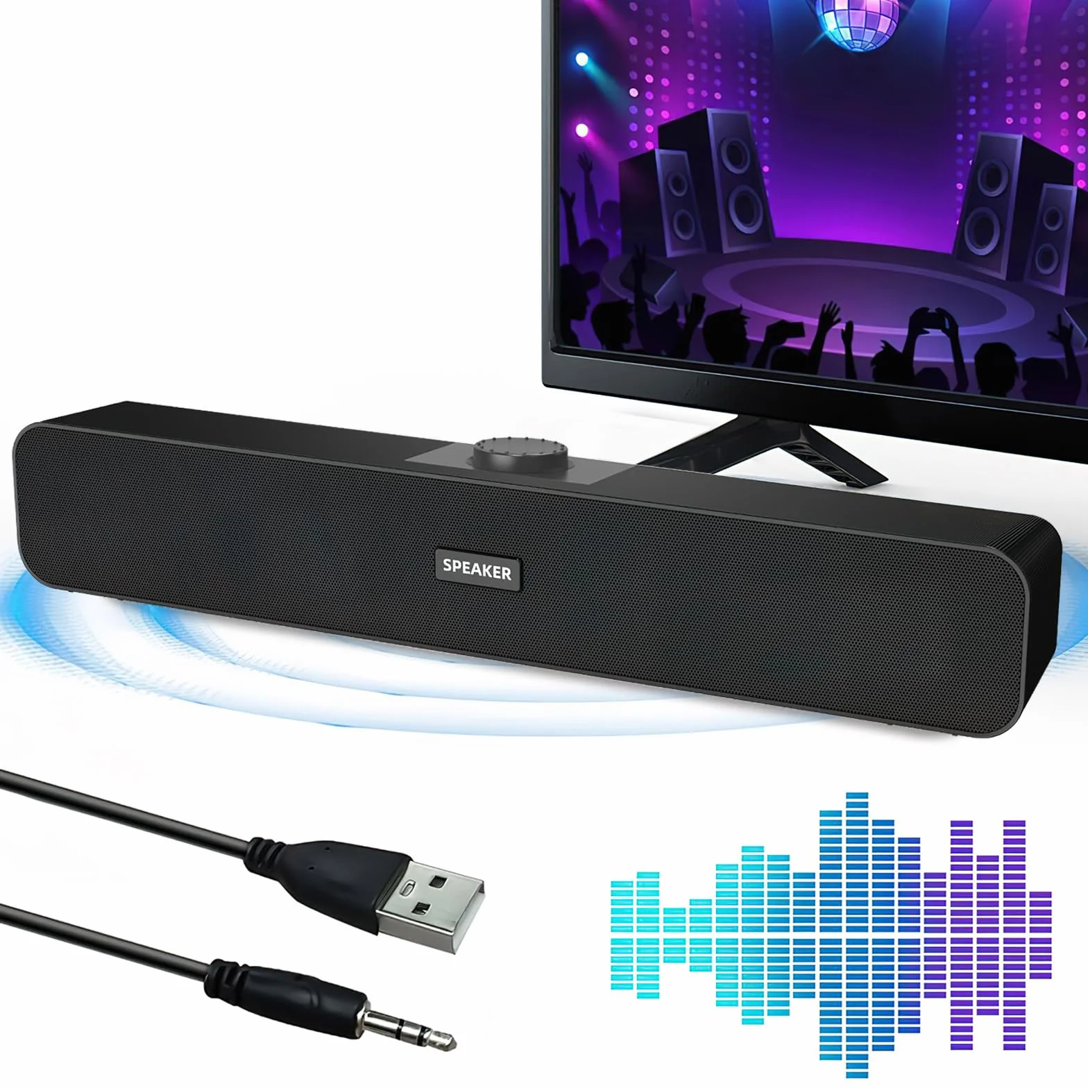 TNSLAND Casse PC USB Stereo Hi-Fi Altoparlanti per PC Fisso Soundbar Nero