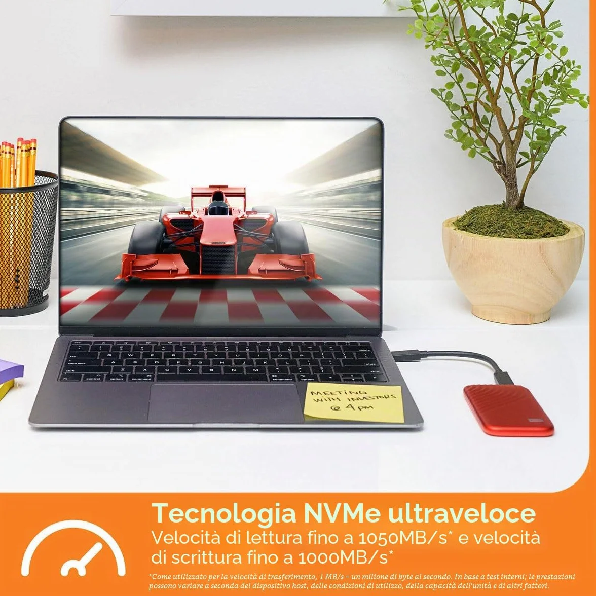 WD My Passport SSD, 2TB SSD Esterno, SSD portatile con tecnologia NVMe, USB-C, con velocità di lettura fino a 1050 MB/s, 1000 MBs in scrittura, funziona con PC, Xbox e Playstation, Rosso