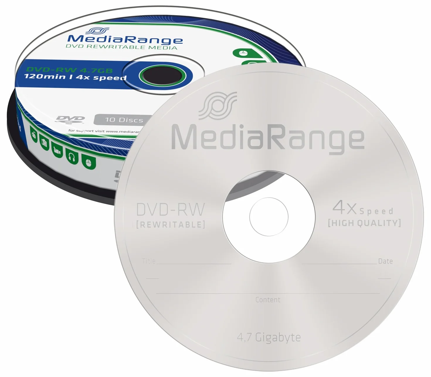 MediaRange MR450 Confezione Dvd-RW, Argento