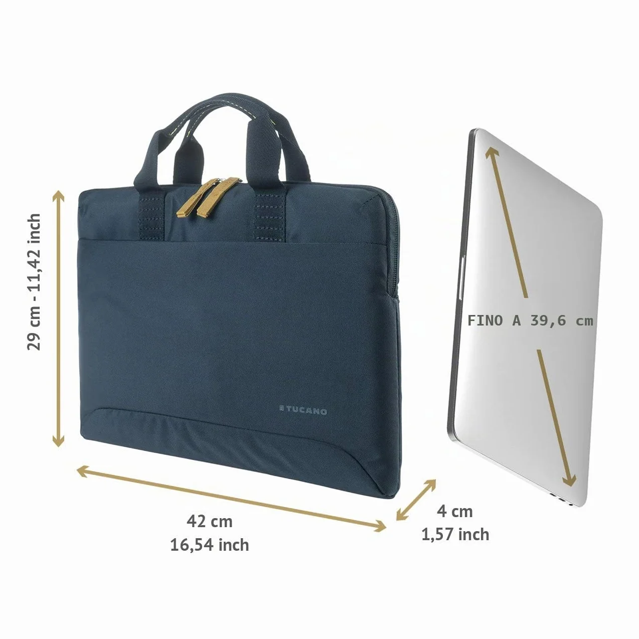Tucano - Smilza Borsa PC Slim Compatibile con Laptop 15.6" / MacBook PRO 16", Imbottita e Protettiva, Ideale per Ufficio, università, Viaggio, da Uomo e da Donna