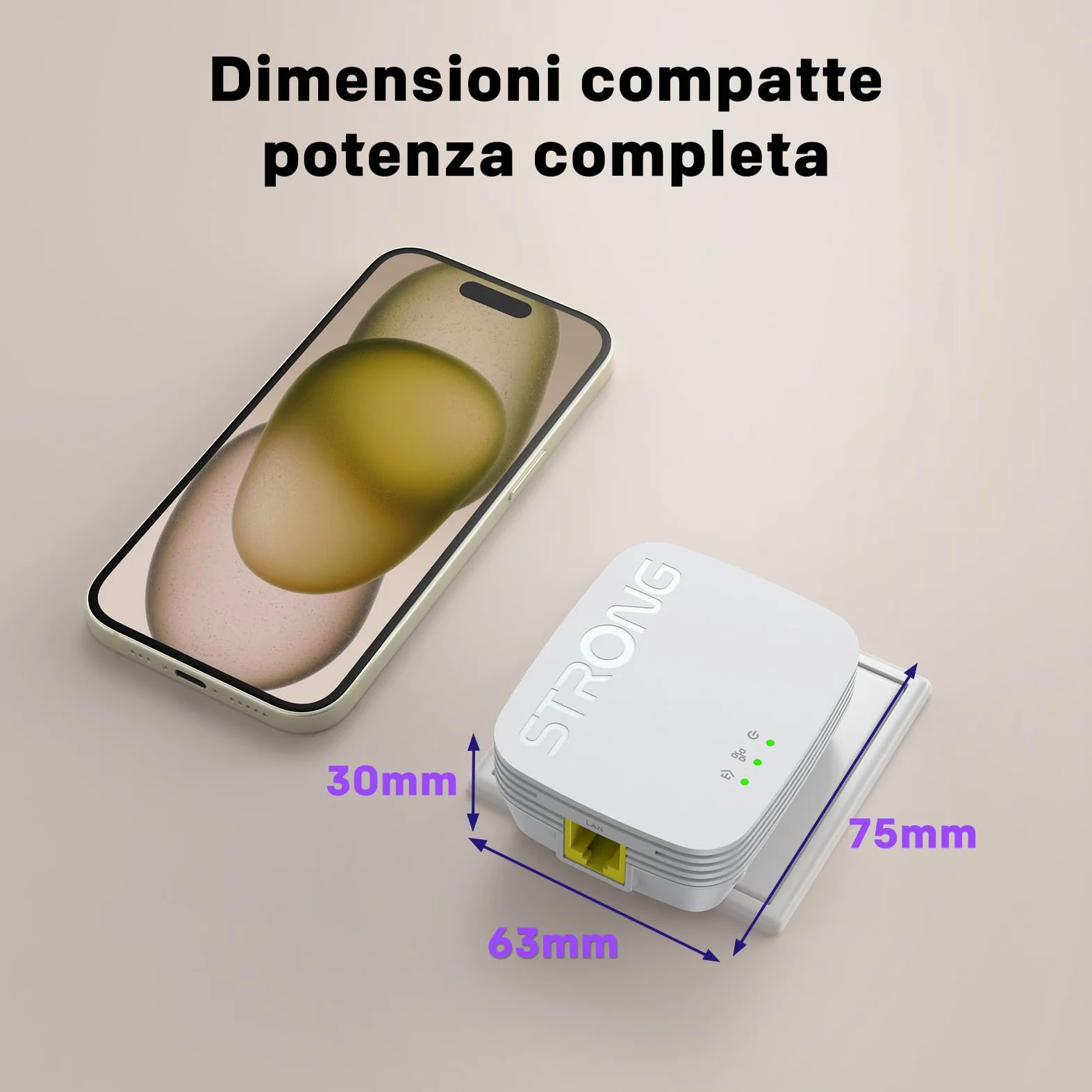 STRONG AV1000Mbps Kit Powerline, Ripetitore Powerline Ethernet HomePlug AV2, Plug & Play con Tasto Pair, Porte Gigabit, Modalità Risparmio Energetico, Design Compatto