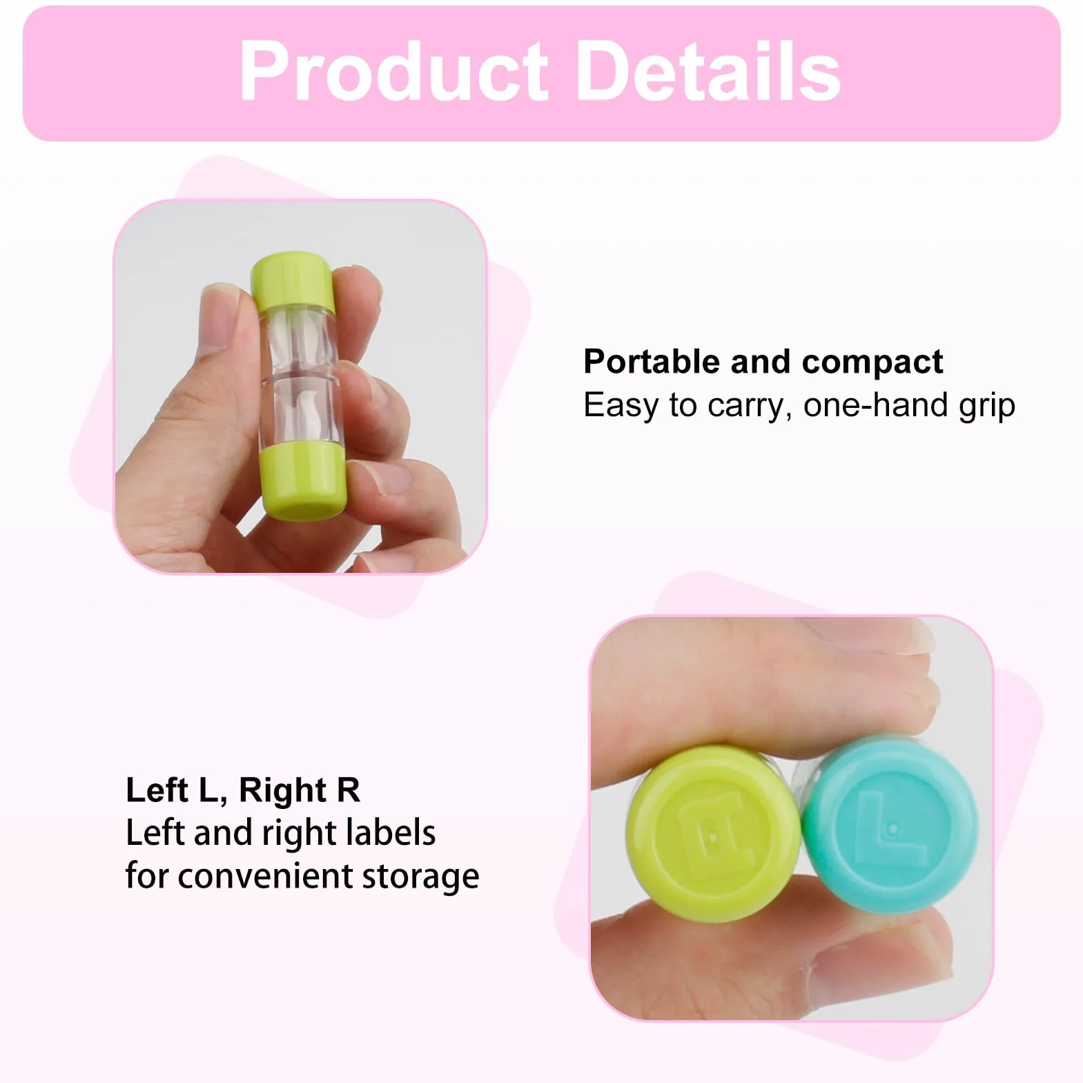 Contenitori per Lenti a Contatto da Viaggio 4PCS, Porta Lenti RGP Ermetico Rosa Bianco Blu Verde