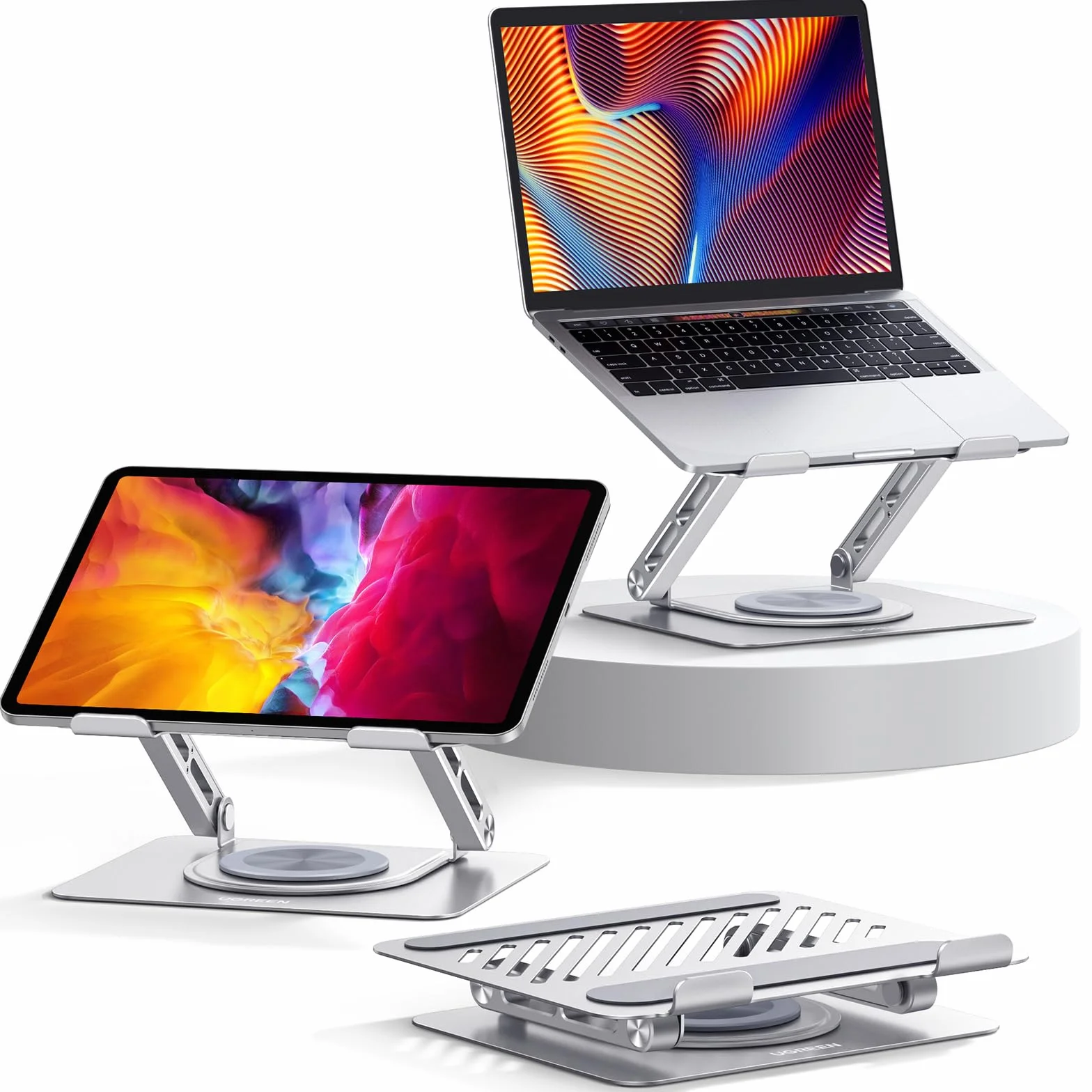 UGREEN Supporto per Laptop da Scrivania, Stand per PC Portabile Regolabile Ergonomico con Base Girevole a 360° Compatibile con MacBook Pro Air Notebook Fino a 17,3 Pollici