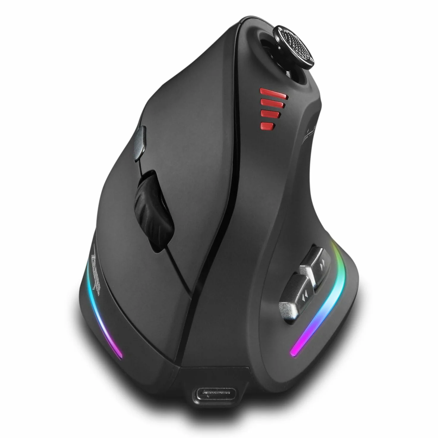 TKMARS Mouse Verticale Wireless, Mouse Ergonomico Bluetooth Da Ufficio, Trackball RGB Ergonomico Programmabile Wireless per Dispositivi Multipli 2.4G