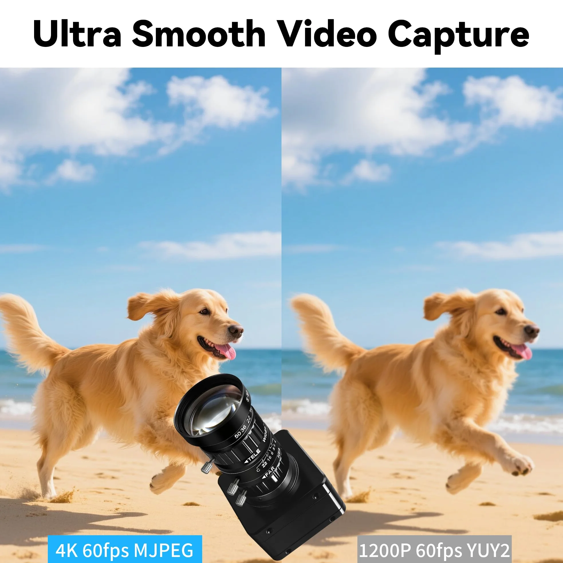 SVPRO Fotocamera USB 3.0, fotocamera USB 4K ad alta velocità 60 fps, webcam con messa a fuoco manuale da 8,3 MP con obiettivo CS da 5-50 mm, zoom 10X Streaming Cam UVC Plug and Play per Windows/Linux