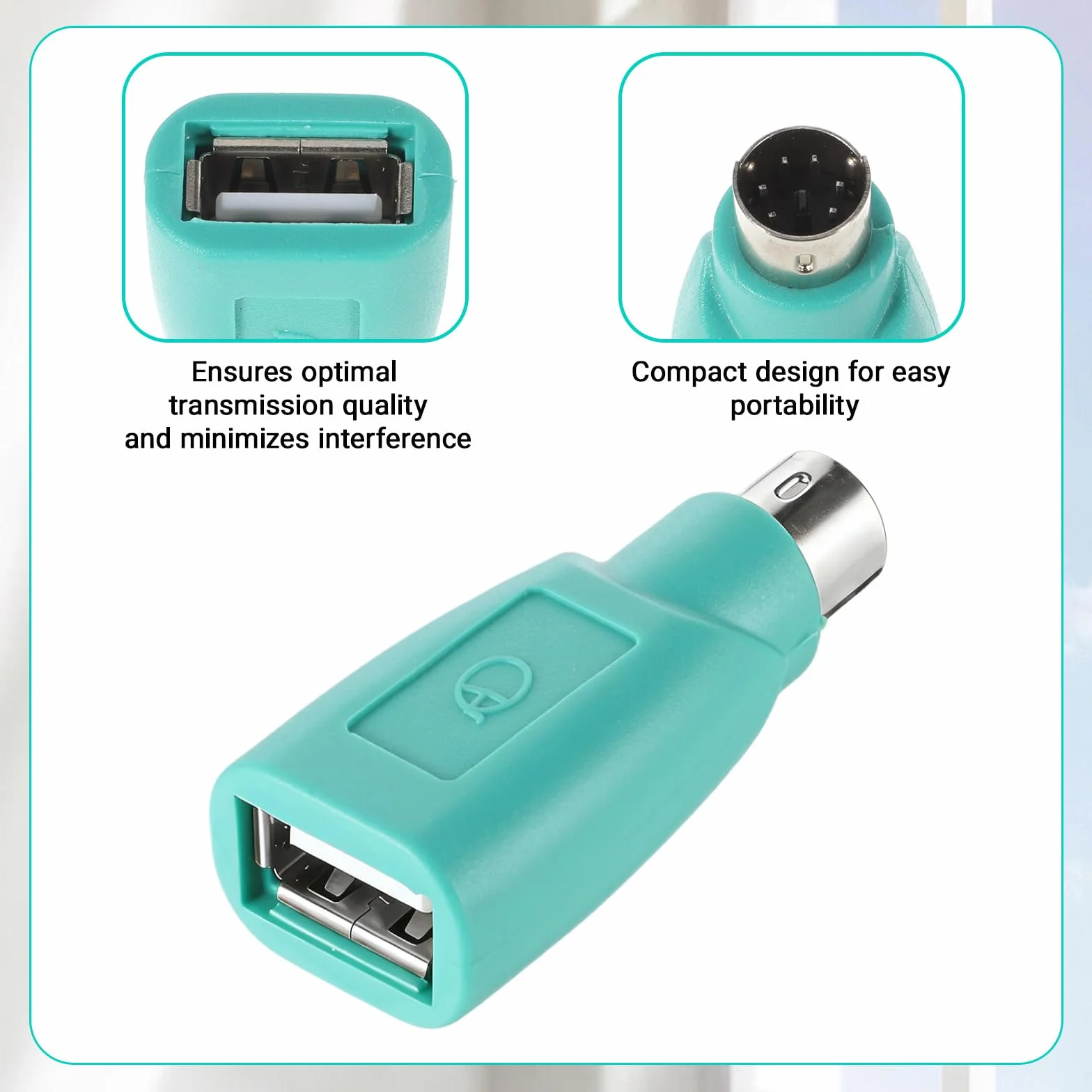 Xthrotsenk 2 adattatori PS/2 a USB-A da maschio a femmina, adattatori per tastiera PS2, jack PS-2, spina USB A, ricambio per mouse, tastiera, PC, laptop, notebook, viola/verde