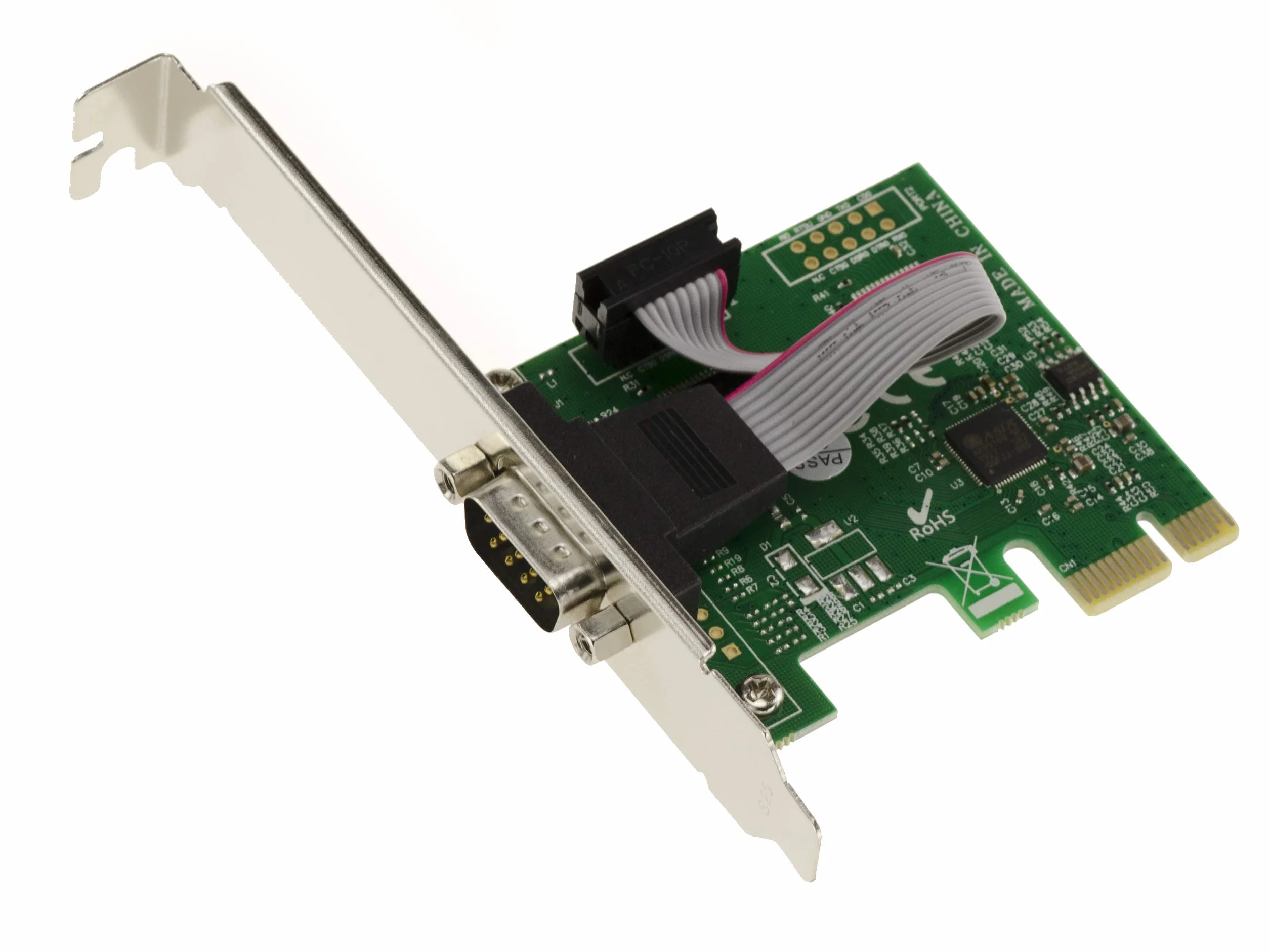 KALEA-INFORMATIQUE Scheda controller PCI Express PCIe Seriale RS232 a 1 porta con chipset ASIX AX99100. Opzioni di montaggio a basso e alto profilo