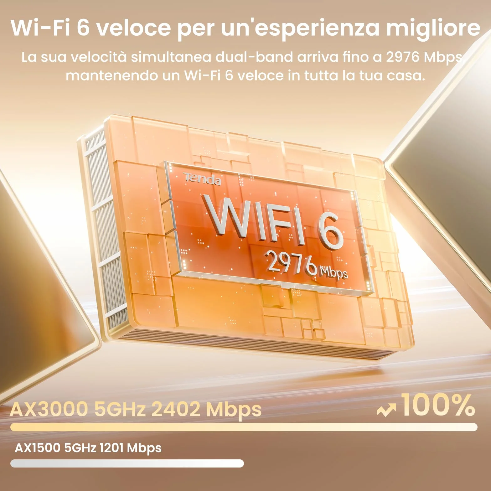 Tenda Nova MX12-3 AX3000 Mesh Wi-Fi 6 System, ampia copertura Wi-Fi fino a 4-6 camere da letto, 1.7 GHz Quad-Core CPU, porte LAN Gigabit, 3-Pack