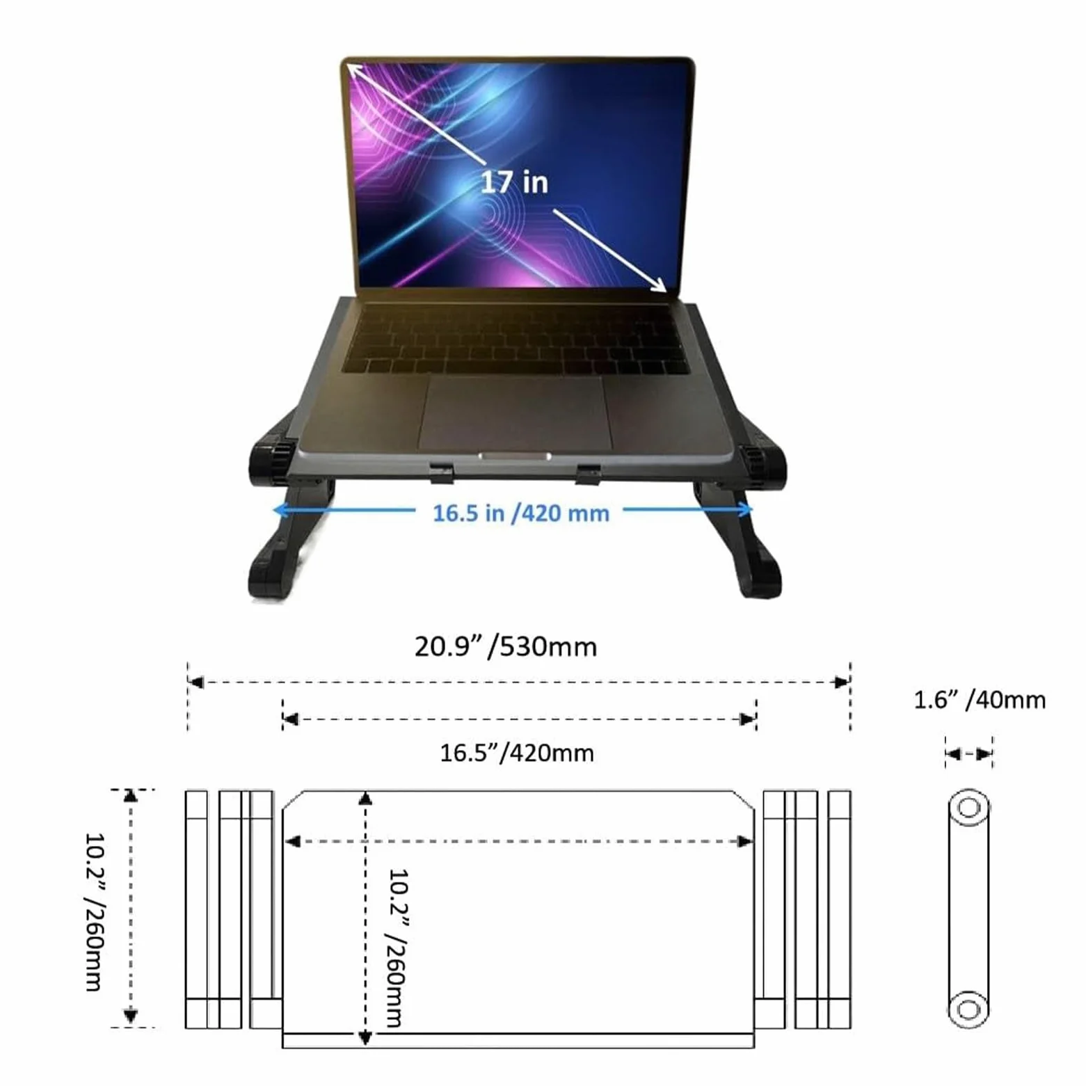 Scrivania da per laptop e scrivania, supporto portatile da , supporto per | computer portatile regolabile per laptop - Tappetino per mouse da scrivania pieghevole antiscivolo incluso per