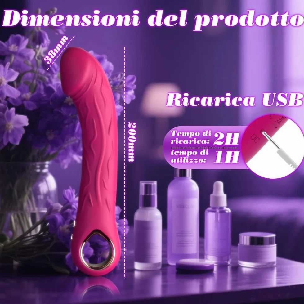 Sexytoysys Vibratore per Donna Clitoride 10 Modalità Dildo Realistico Stimolatore