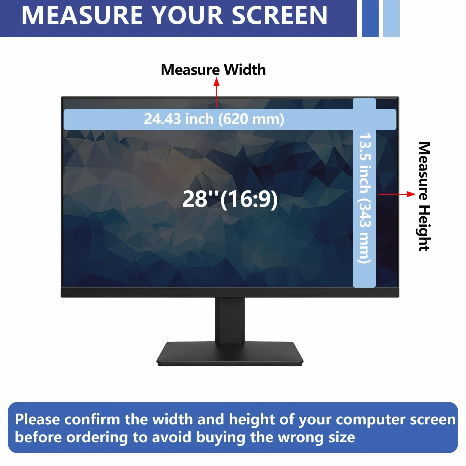 Filtro Schermo Privacy da 28 Pollici, Protezione per Schermo Privacy Anti Luce Blu/Antiriflesso/Anti UV, per Computer, Pellicola Protettiva Rimovibile-28" (16:9)