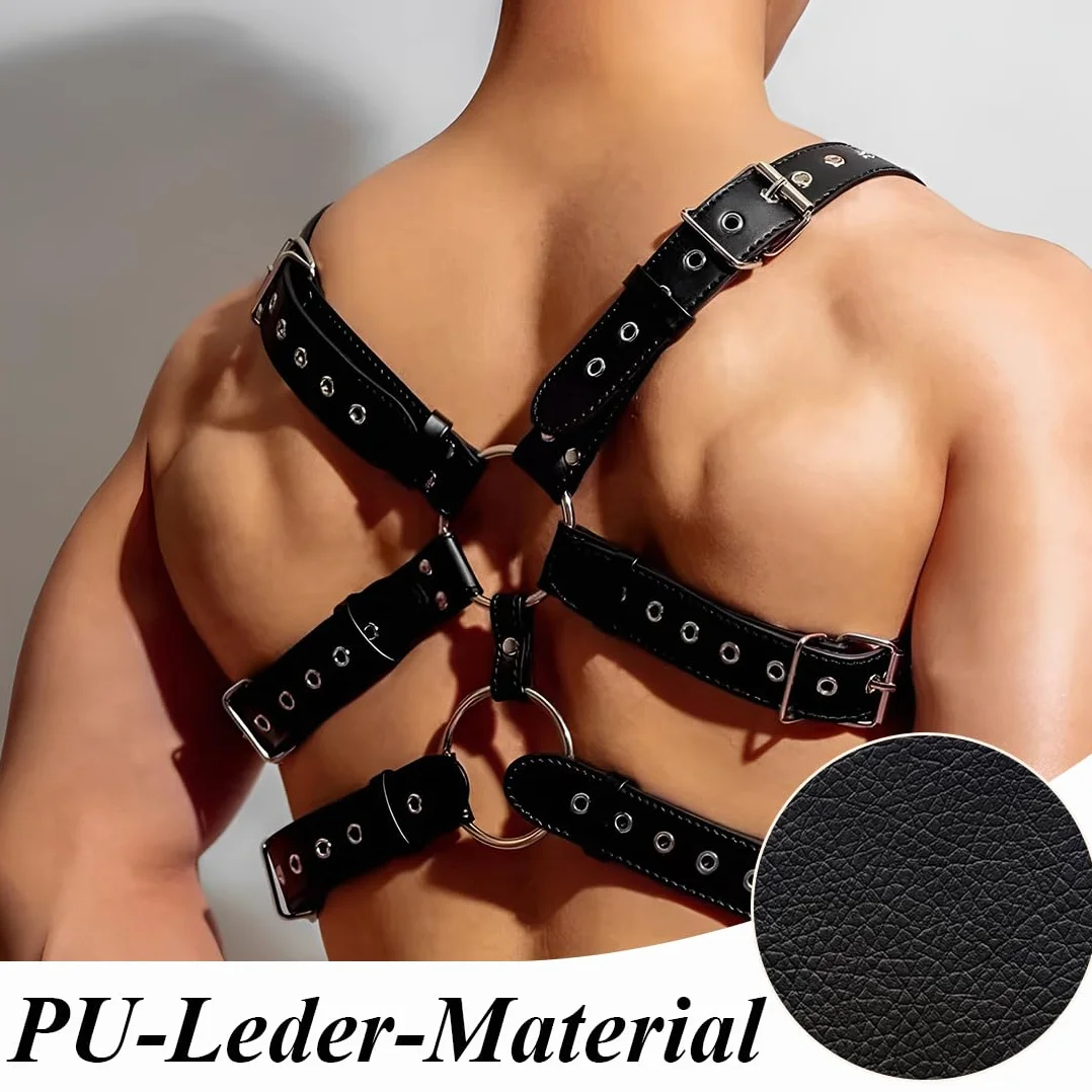 Harness Gay Leather PU Cintura pettorale Regolabile per Uomo Bondage Fetish Erotico