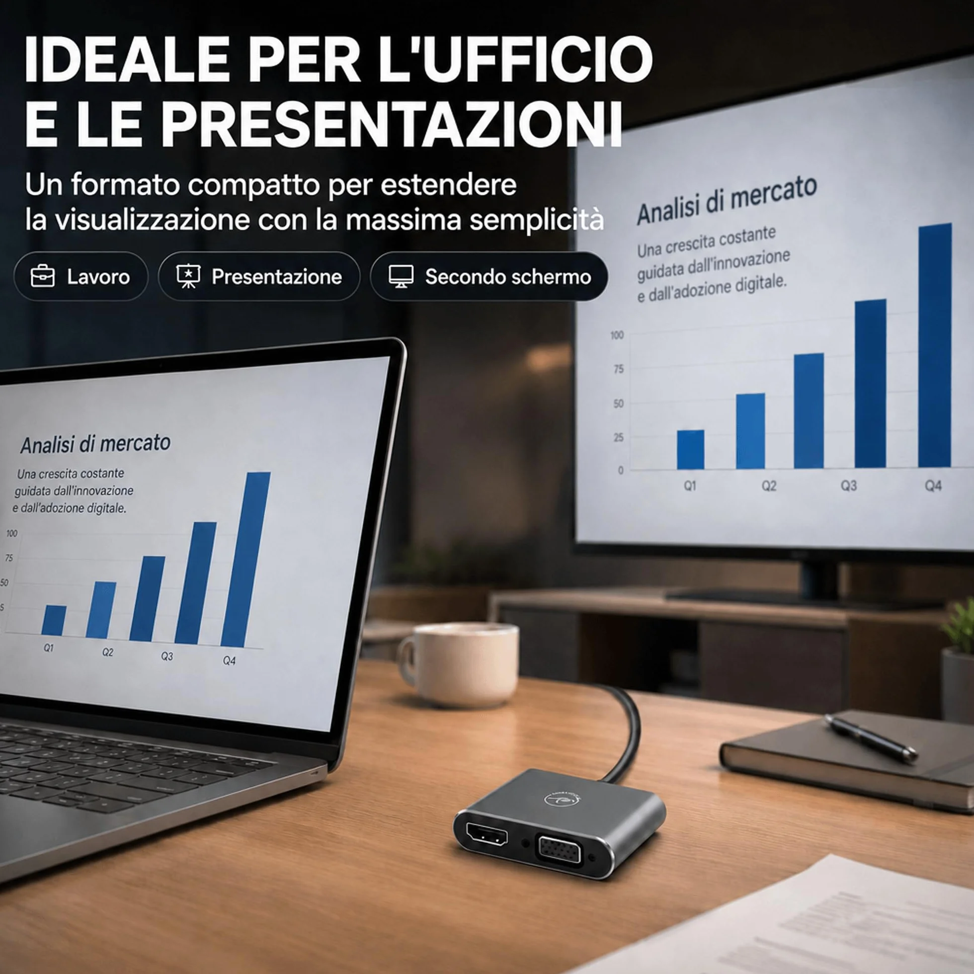 Mobility Lab ML312842 Adattatore USB 3.0 a HDMI e VGA 1920x1080p 60Hz Plug & Play