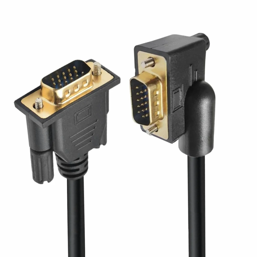 CY Cavo di prolunga VGA RGB maschio ad angolo retto di 90 gradi a maschio dritto 3COAX+6C per monitor proiettore computer