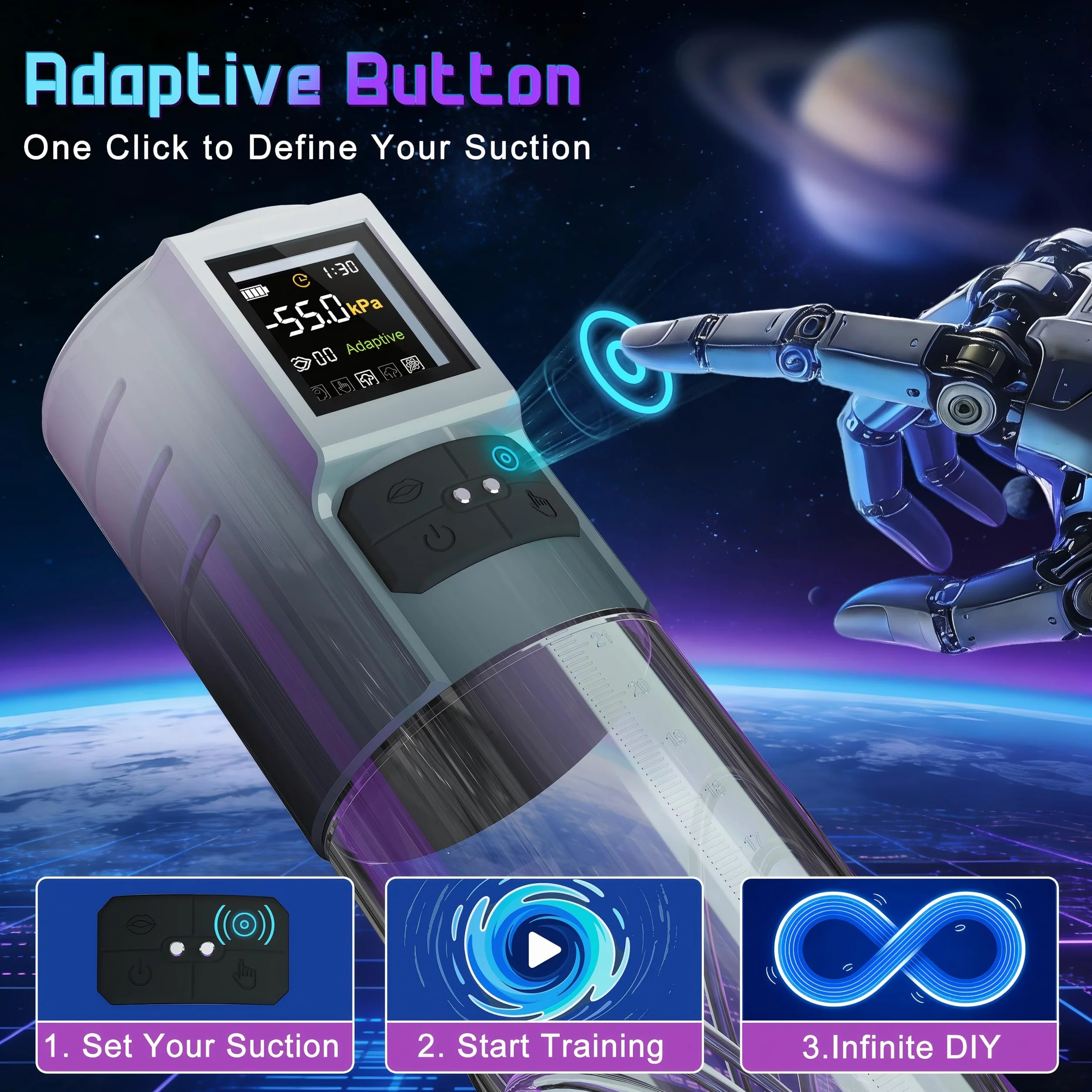 HIVEFUN Pompa Pene Masturbatore Uomo, Sex Toy Maschile con 6 Modalità di Aspirazione, Vacuum Device