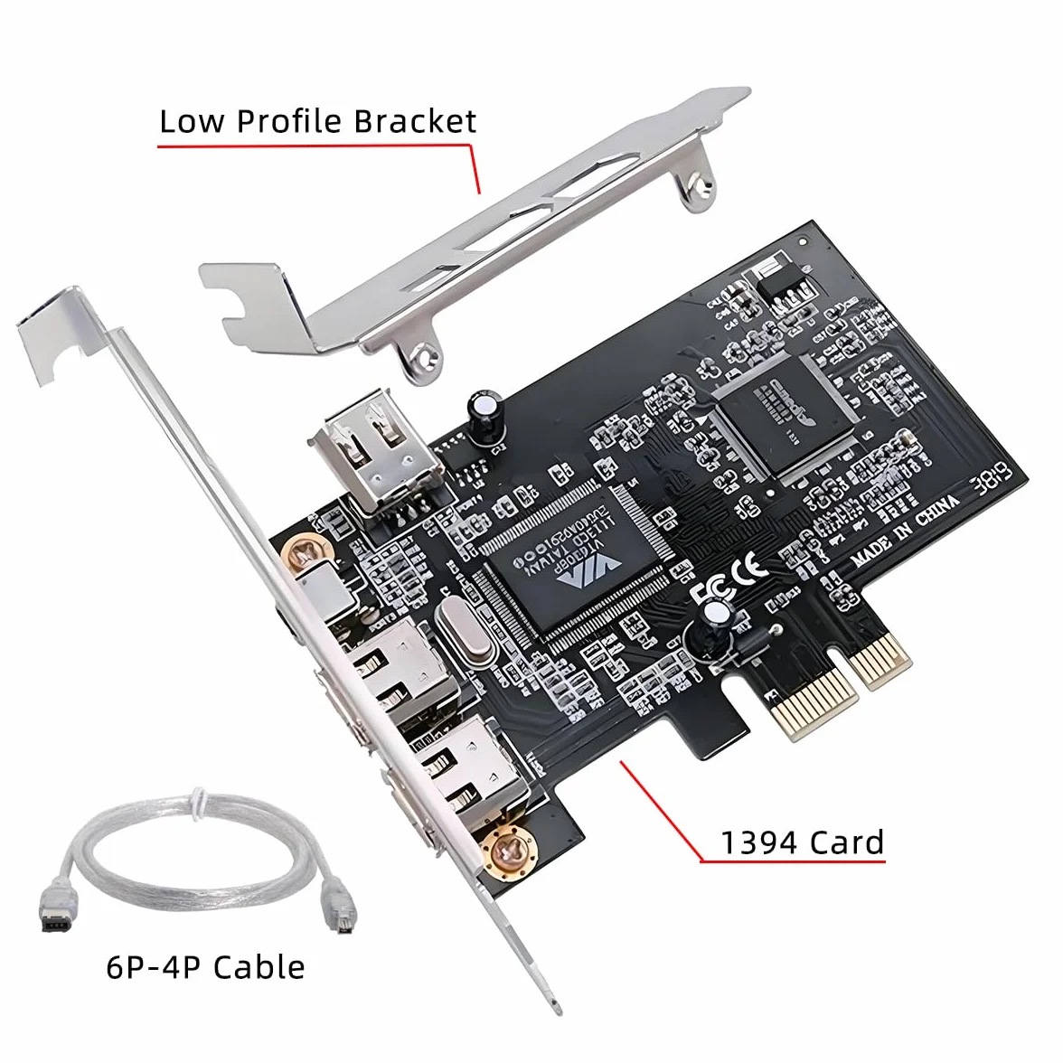 CY Scheda di acquisizione PCI-E 1X 4X 16X a Firewire 400 IEEE 1394a PCI Express a 4 porte, adattatore IEEE-1394 400 Mbps a 6 pin e 4 pin per Windows, Mac OS, Linux