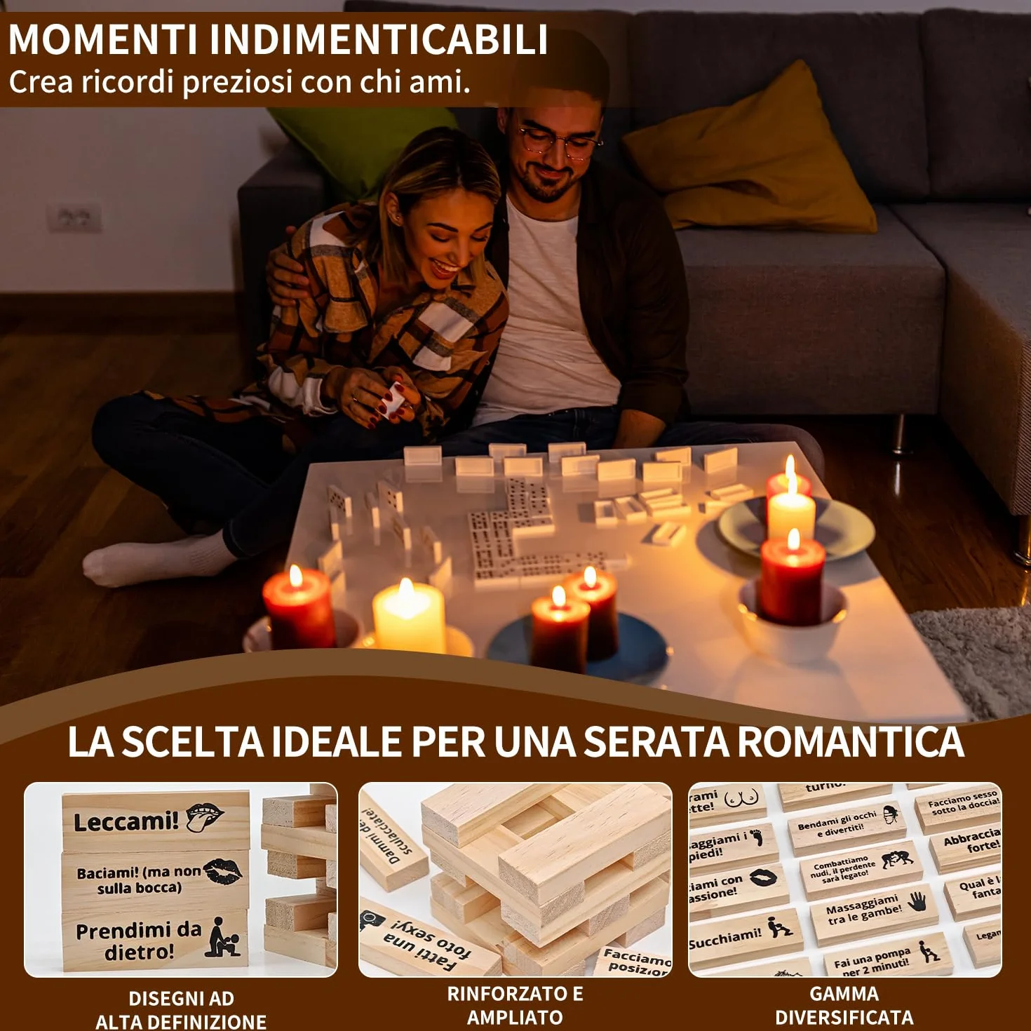 Ronronner 48 Pezzi Giochi Erotici Coppie, Torre Passione Gioco in Italiano, Posizioni Creative per Intimità