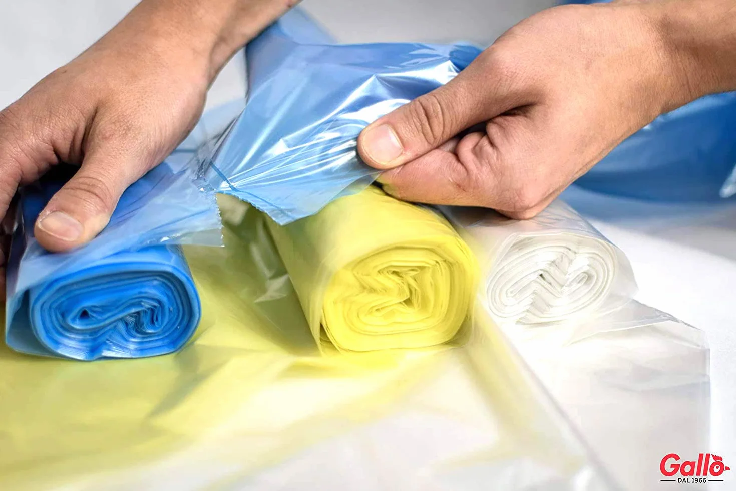 Sacchi per Raccolta Differenziata 70x110cm 110 Litri Blu Trasparente Giallo Gallo
