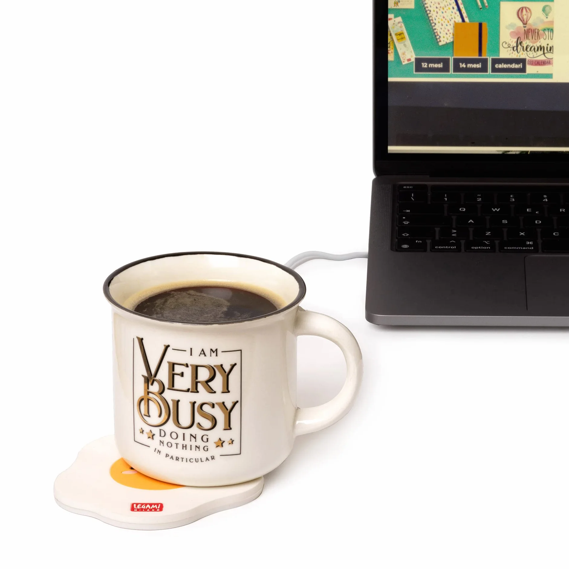Legami - Scalda tazza, Warm it up, Tema Egg, Cavo USB, 10 x 10 cm, in vinile, ideale per tazze e bicchieri con fondo piatto