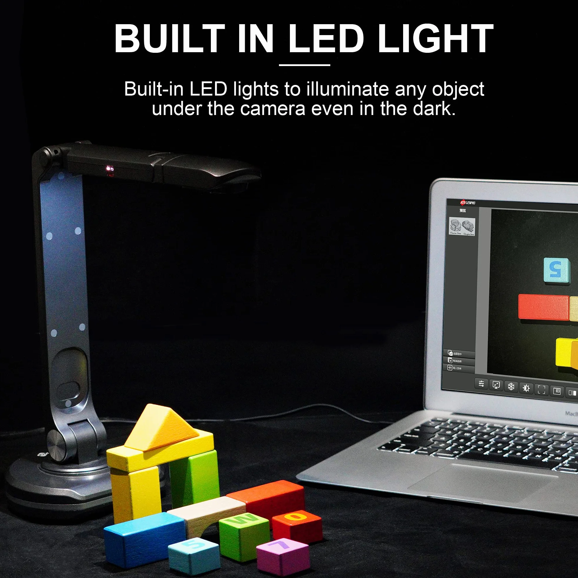 JOYUSING V500S Fotocamera per documenti 8 MP, luci, visualizzatore A3, OCR, demo, conferenze web, apprendimento distanza per Windows, Mac
