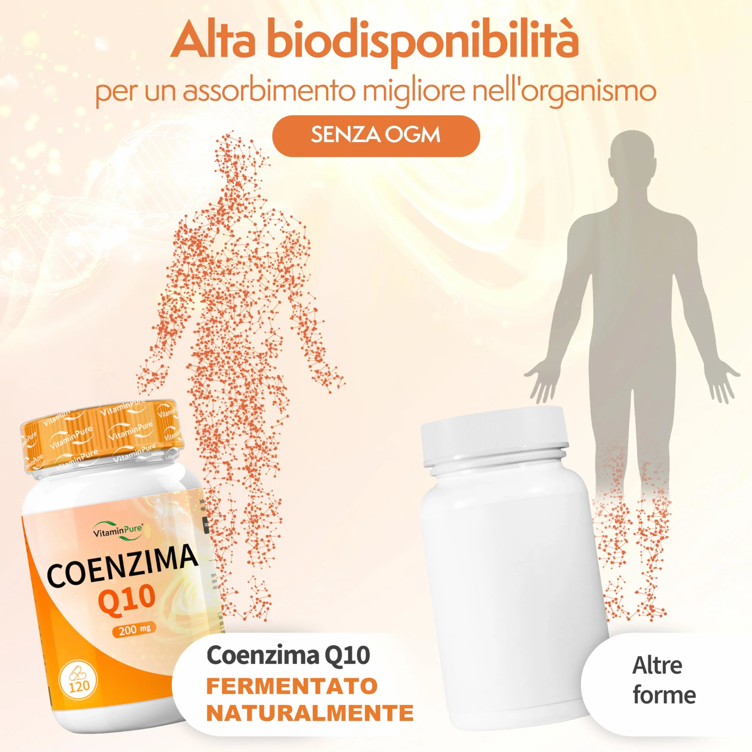 Coenzima Q10 200mg 120 Capsule, Elevata Biodisponibilità, Integratore VitaminPure