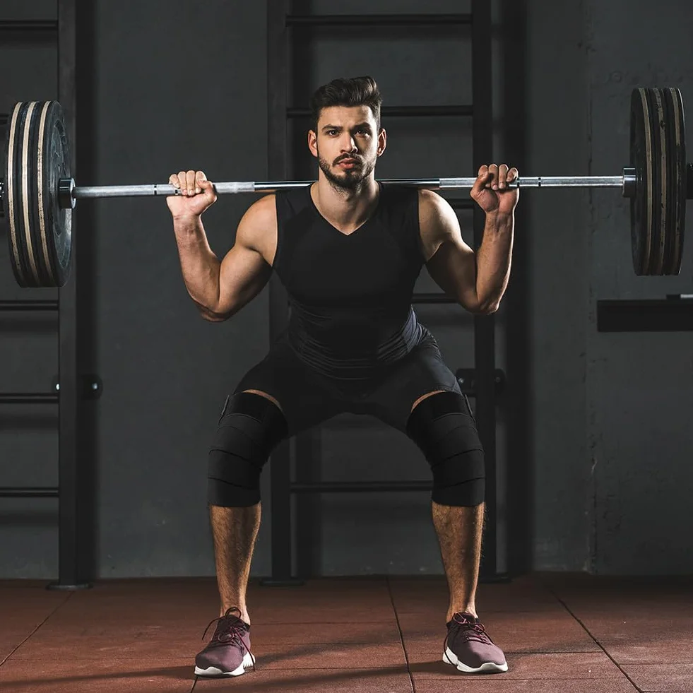Flintronic Ginocchio Fascia Powerlifting 200cm Pesistica Fasce Elastica Bendaggio Tutore Ginocchiere Palestra Squat Allenamento Nero