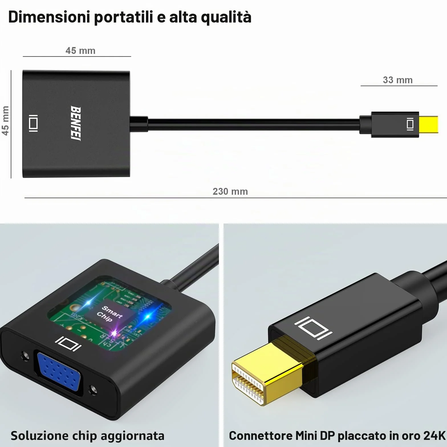 BENFEI Mini DisplayPort to VGA Adapter Thunderbolt Compatible for ThinkPad SurfacePro PC