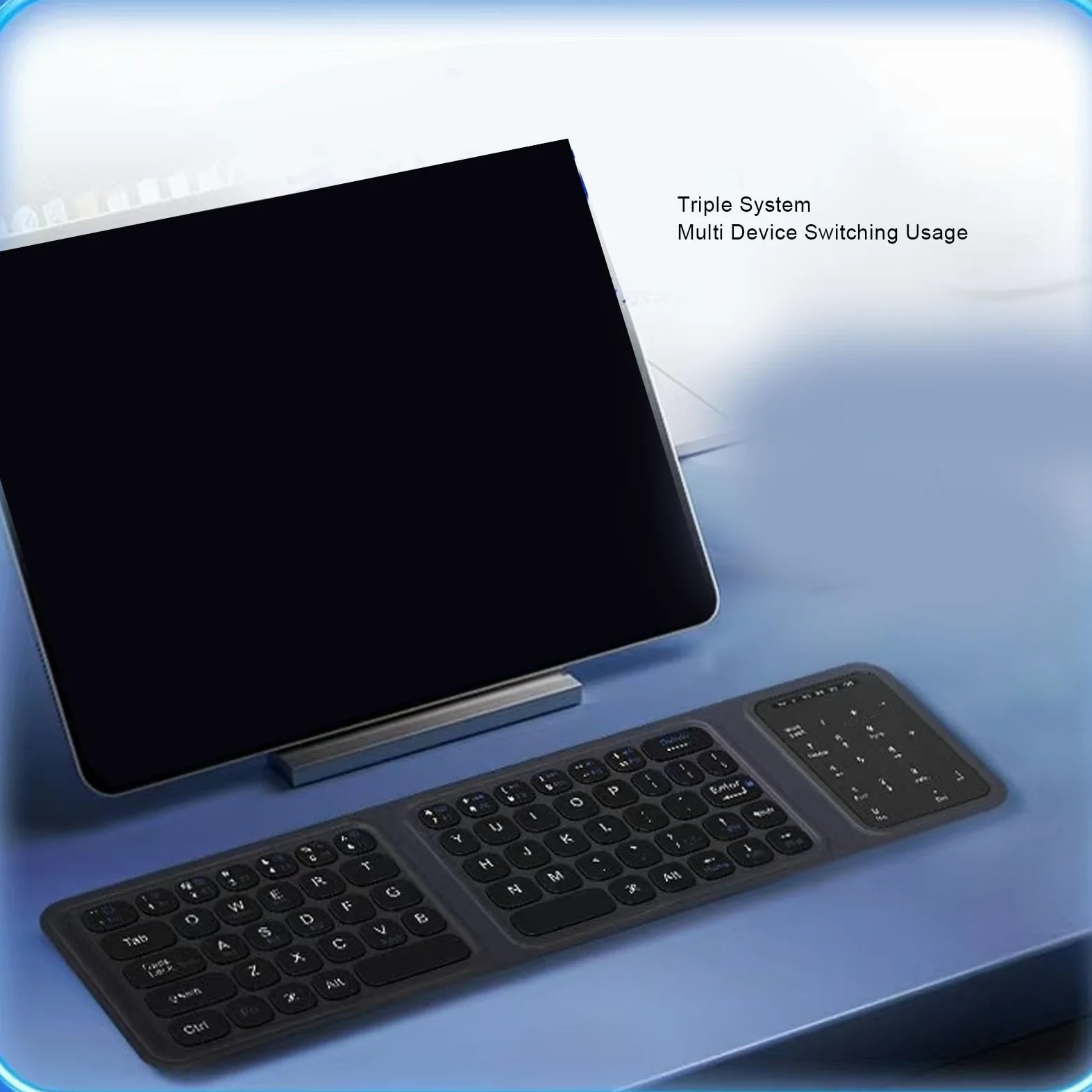 Tosuny Tastiera Bluetooth Pieghevole con Touchpad e Tastierino Numerico, Tastiera Wireless Portatile, USB C Ricaricabile, Ultra Sottile e Silenziosa, Tastiere Pieghevoli da Viaggio