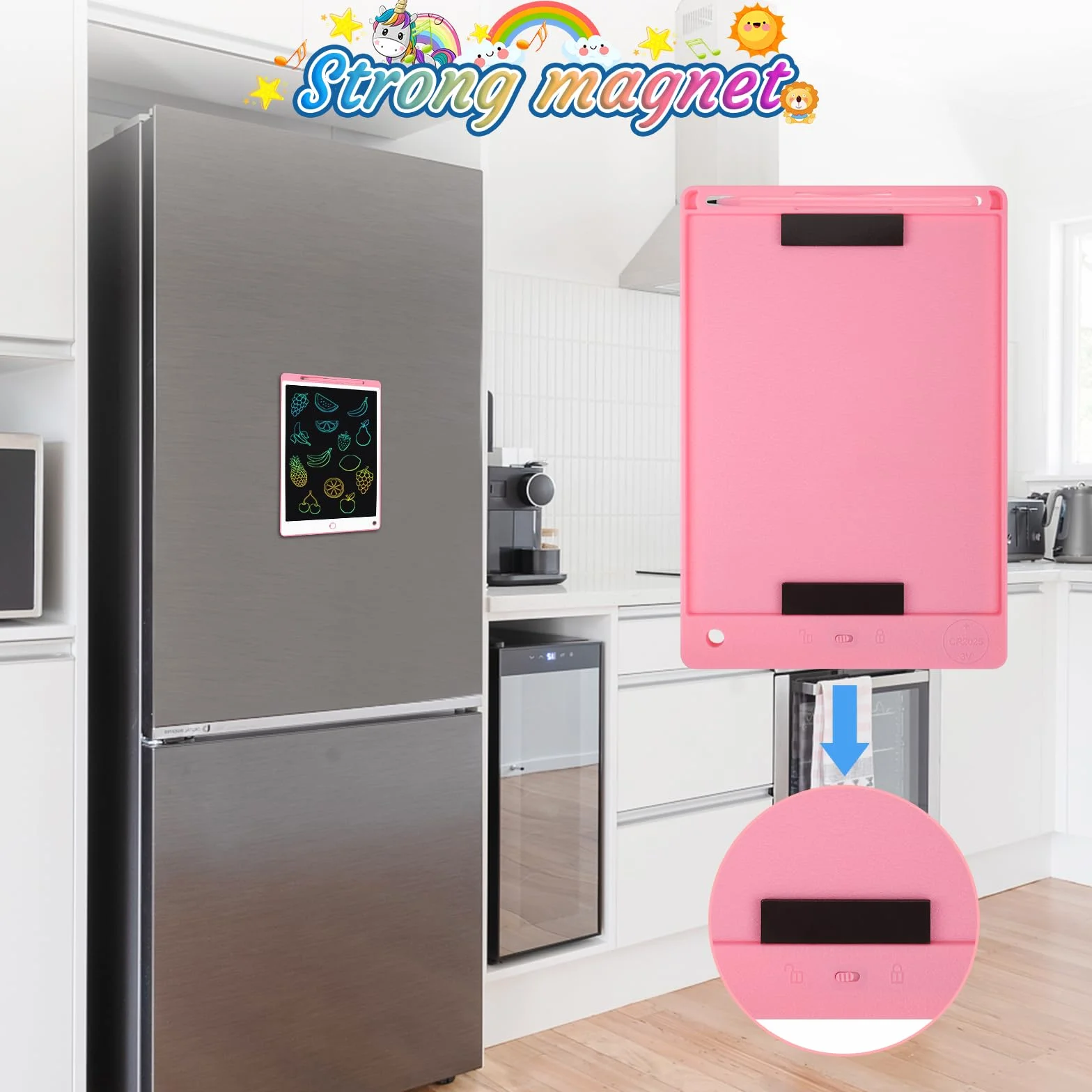 Tavoletta Grafica LCD 8.5 Pollici per Bambini con Pulsante Elimina e Blocco, Rosa
