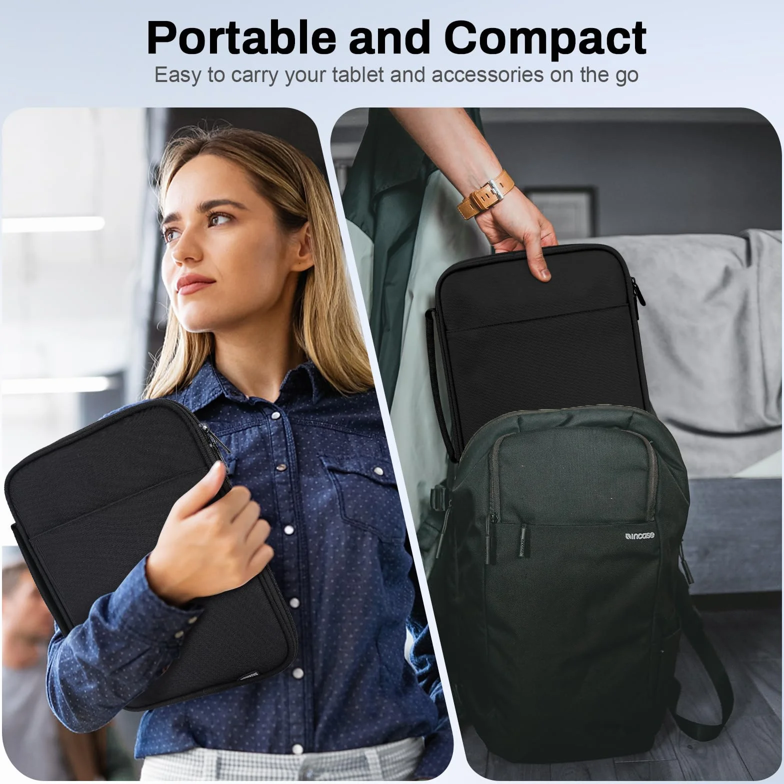 Dadanism 9-11 Pollici Tablet Custodia da Viaggio per iPad (A16) 11", iPad Air 11" M4/M3, iPad Pro 11" M5/M4, iPad 10a Gen/Air 5 10,9", iPad 9/8/7a Gen 10,2", Galaxy Tab A11+ 11", Tab M11 11", Nero