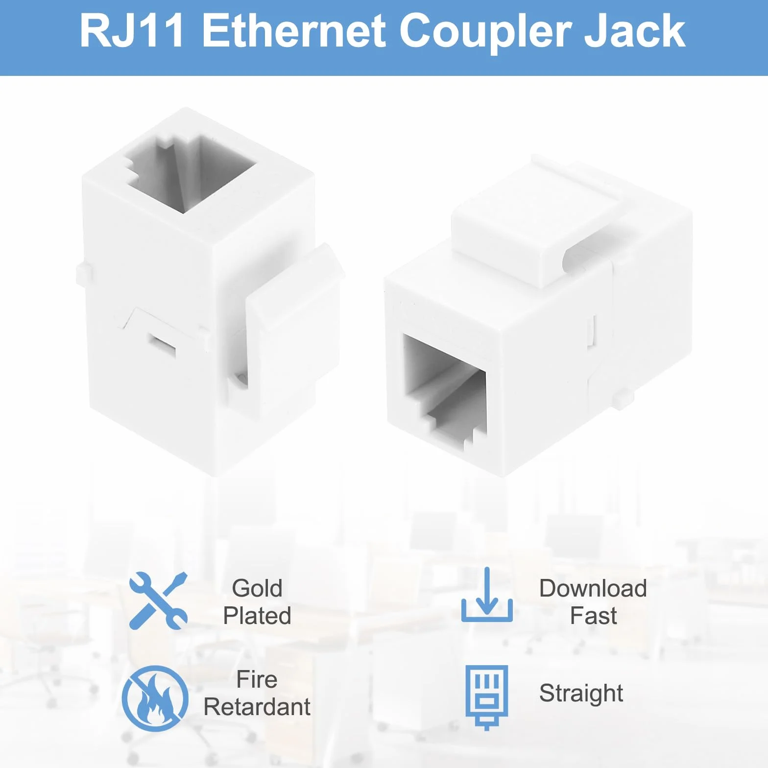 QUARKZMAN 2 Pezzi Adattatore Ethernet Femmina Femmina RJ11 Cat3, Adattatore Ethernet Bianco