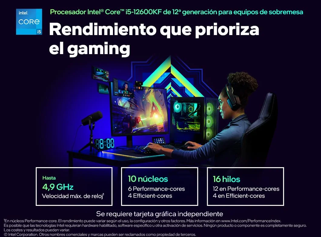 Intel® Core™ i5-12600KF, processore desktop, per sistemi desktop 10 (6P+4E) core fino a 4,9 GHz sbloccato LGA1700 serie 600 chipset 125 W