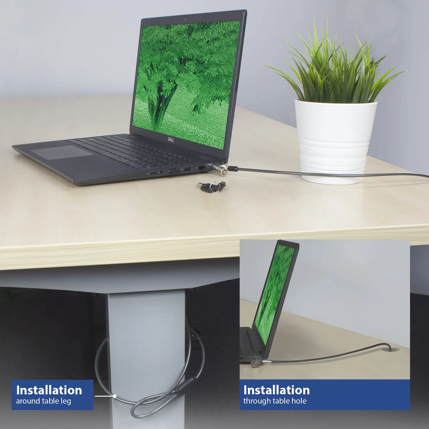 ACT AC9040 - Cavo di sicurezza per laptop, 2 m, con chiave, slot Wedge Slot per notebook, testa di blocco girevole, serratura per computer portatile, cavo antifurto