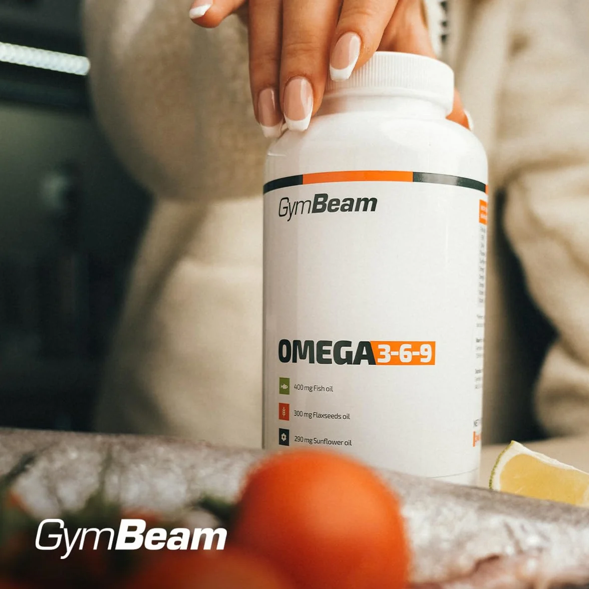 GymBeam Omega 3-6-9 800mg Olio di Pesce 600mg Olio di Semi di Lino 580mg Olio di Girasole EPA DHA Vitamina E 120 capsule