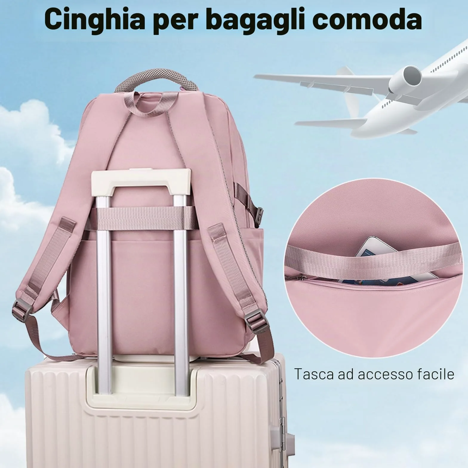 Zaino Porta PC 15.6 Multifunzione per Donna, Computer Portatile Comodo e Traspirante per Campeggio e Escursionismo