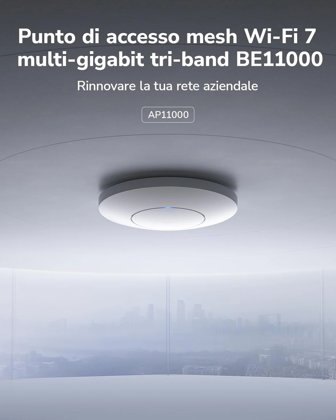 Cudy BE11000 Access point wireless Wi-Fi 7 tri-band, WiFi AP, 1 porta SFP+ da 10 GB, PoE-in da 2,5 G, controllo e mesh tramite app Cudy, alimentazione PoE/CC (non inclusi nella confezione), AP11000