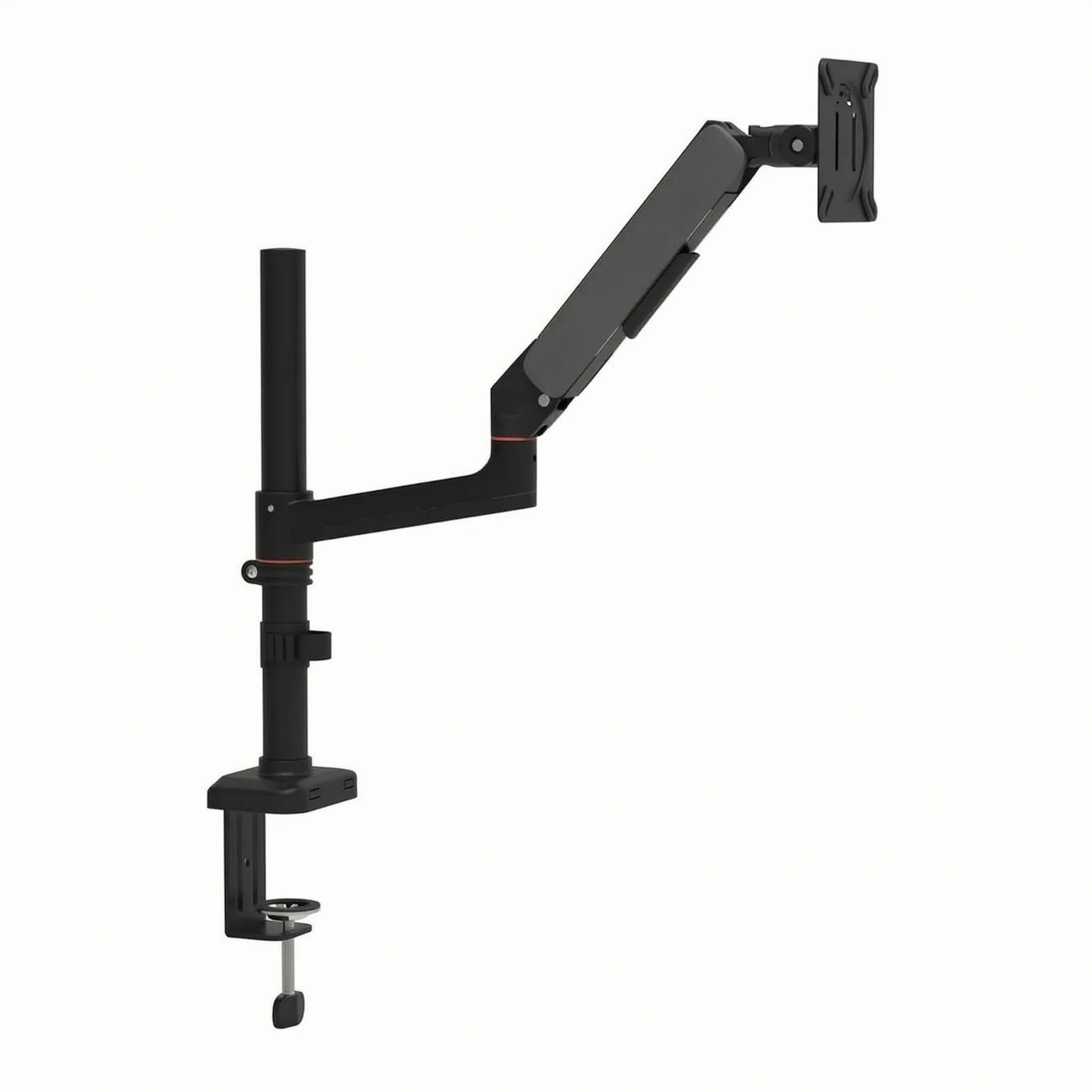 Supporto per Schermo con Morsetto a C, Nero, style to 2 | Struttura in Acciaio e Alluminio, Supporto da Scrivania per schermo con Molla a Gas, Orientabile, Ufficio, lavoro