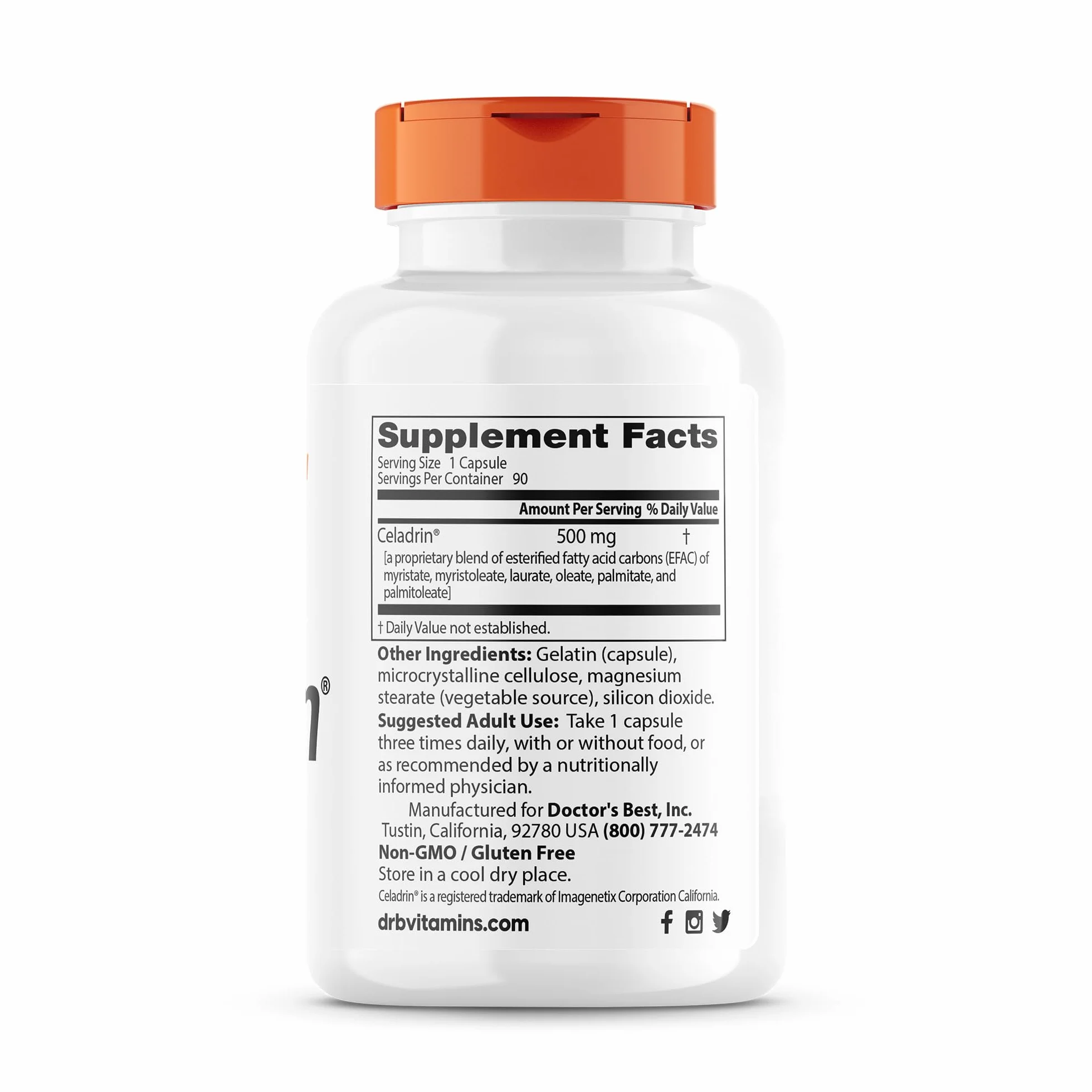 Doctor's Best Celadrin 500 mg 90 Capsule senza soia senza glutine