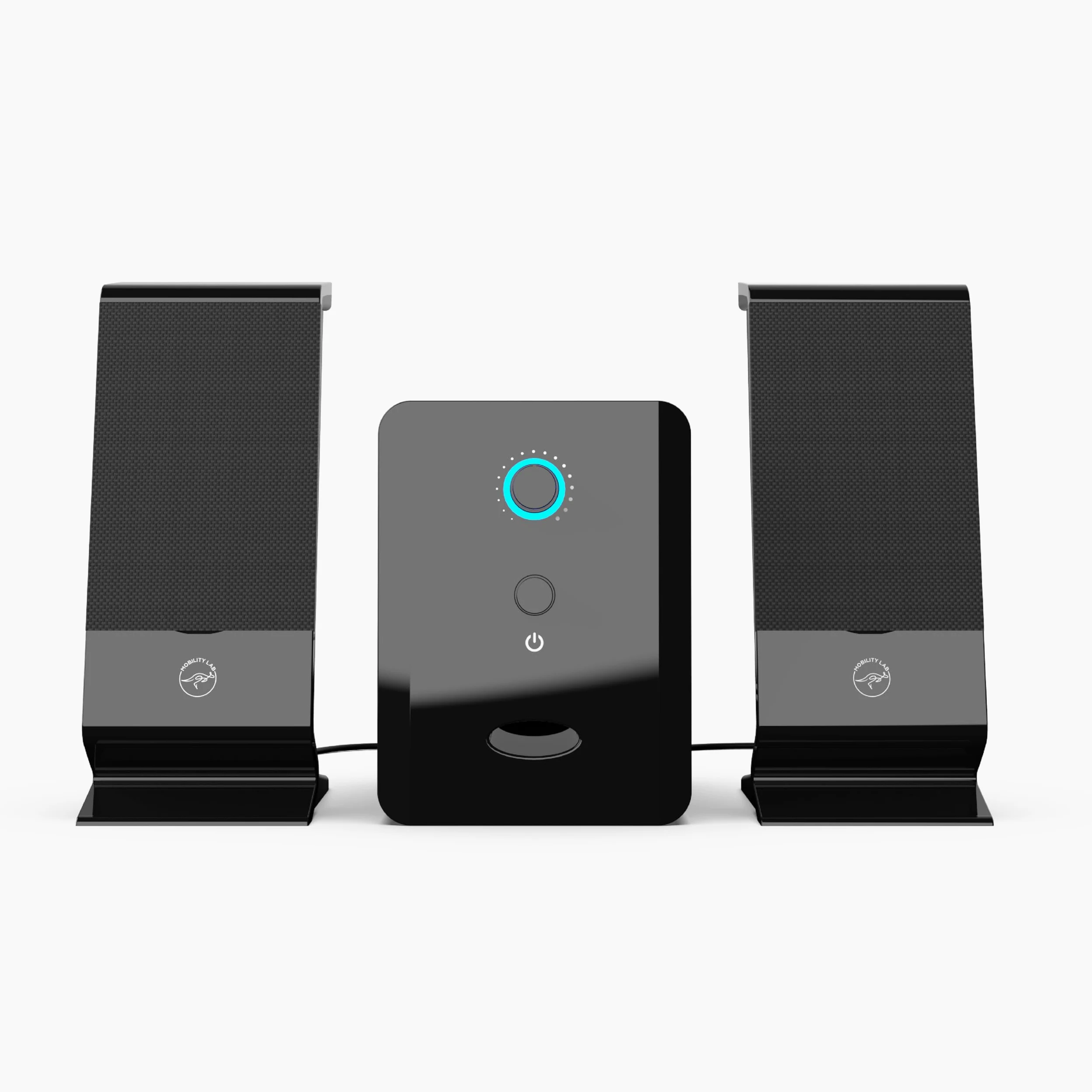 Mobility Lab – ML314006 – Altoparlante PC 2.1 Multimedia – Suono Ricco, Bassi potenti, Pulsante Volume integrato, Connessione cablata USB e Jack – Compatibilità macOS e Windows – Nero