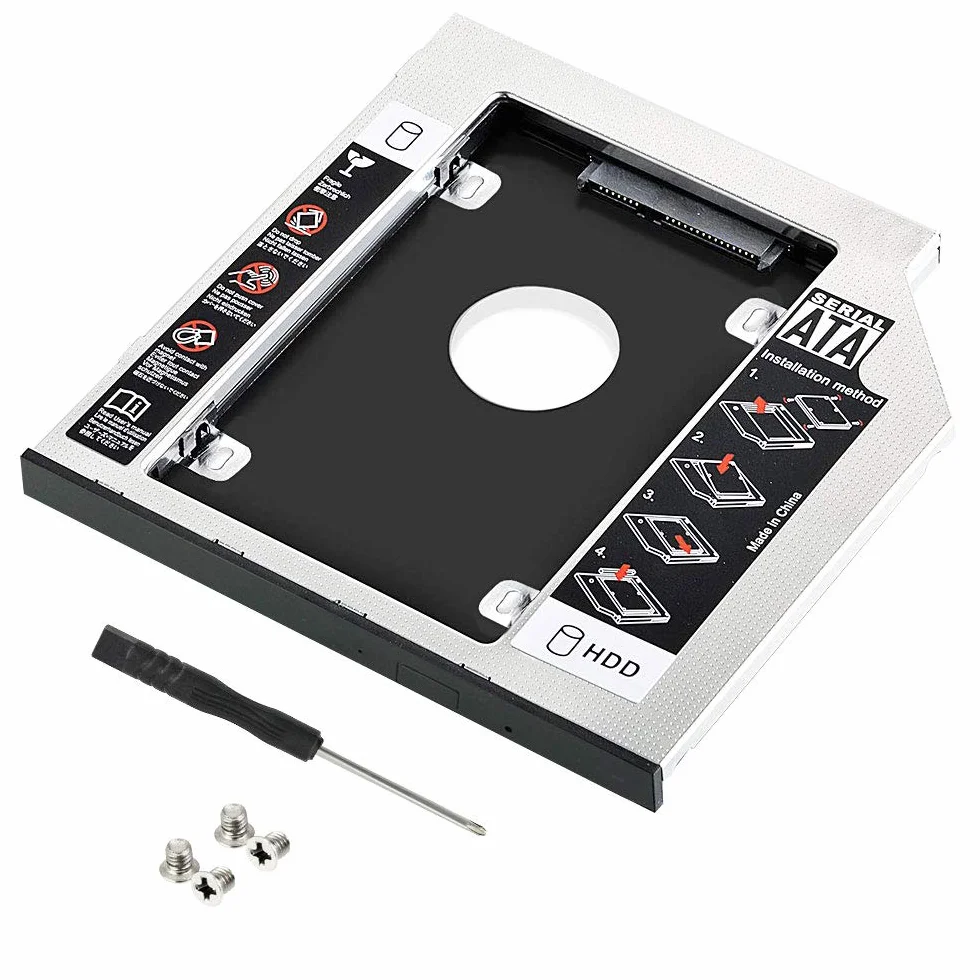 Hard Drive Caddy, 2 nd 2.5"HDD /SSD SATA 3 Telaio per Dischi Adattatore per 9.5mm Notebook CD/DVD