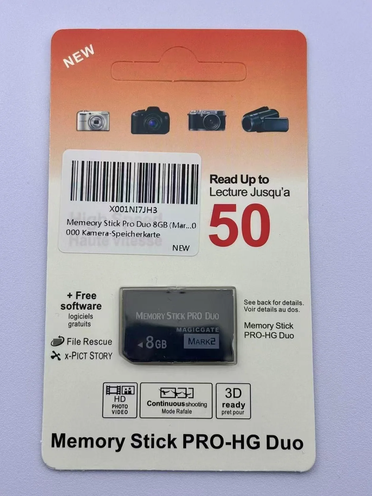 Scheda di memoria Memeory Stick Pro Duo (Mark2) ad alta velocità da 8 GB, compatibile con Sony PSP1000, 2000, 3000