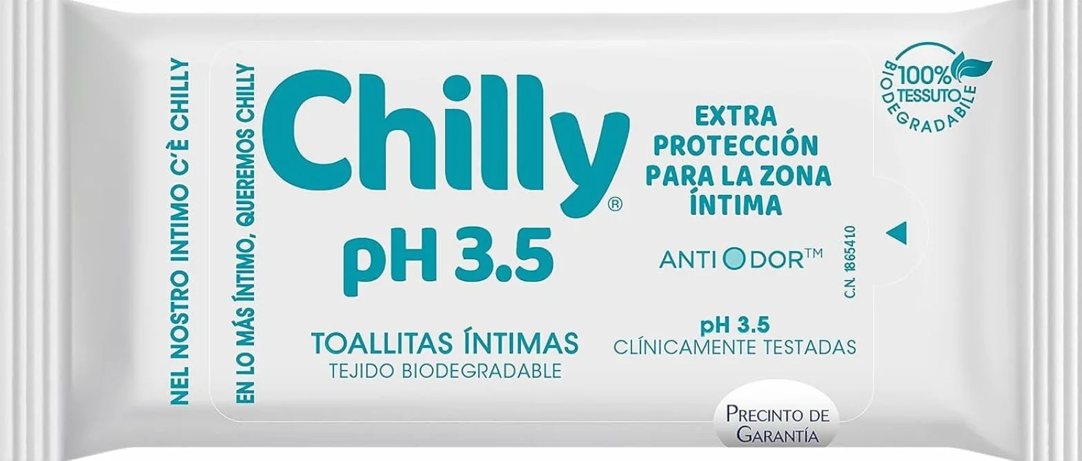 Chilly Salviettine Delicate, Salviette Igiene Intima, Tessuto 100% Biodegradabile, pH 3.5, Confezione da 12