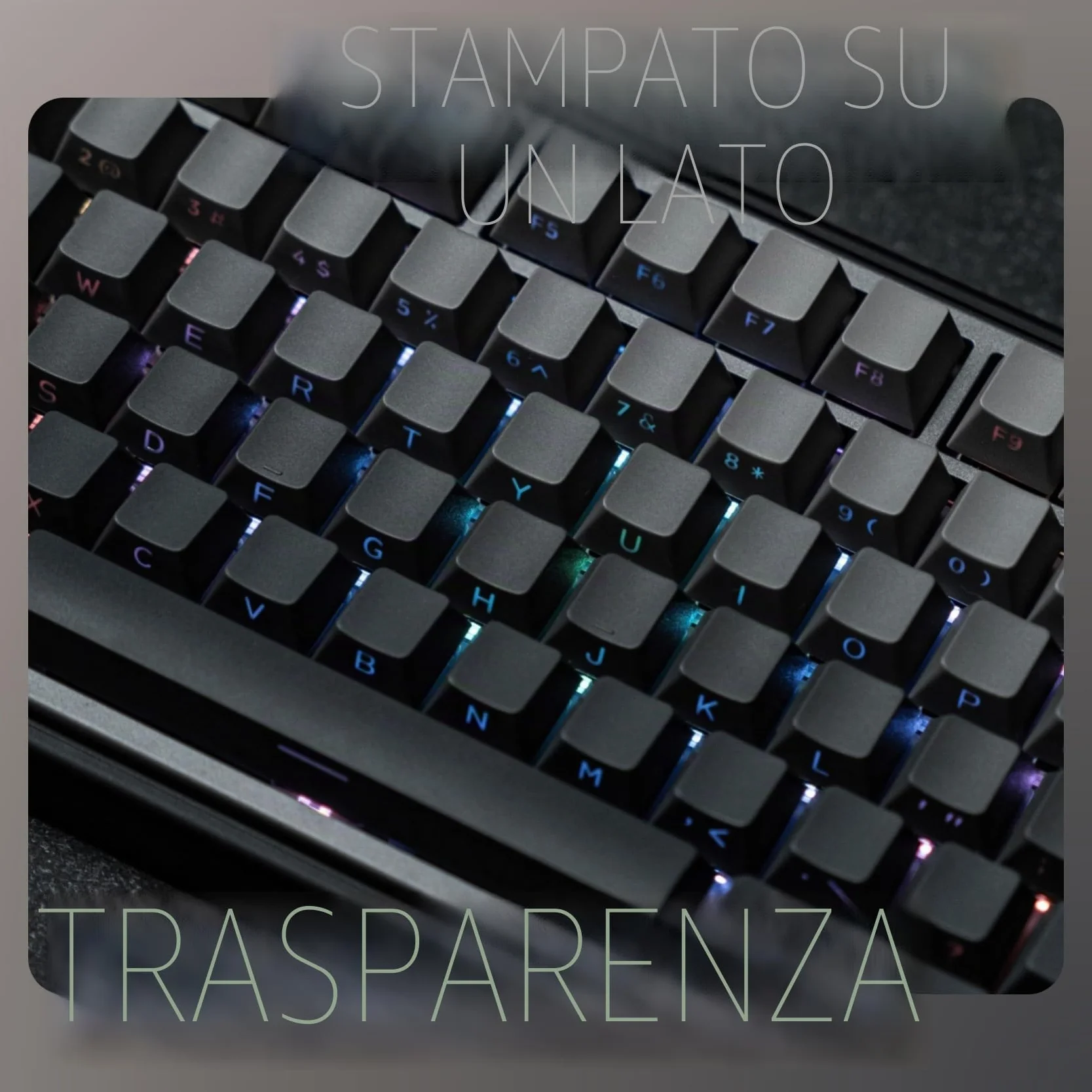 EPOMAKER Ombre Keycap Set di 136 tasti. Copritasti lucidi in Cherry profilo, PBT a doppio scatto. per tastiera meccanica, QWERTY USA (Smoky Grey, Cherry Profile)