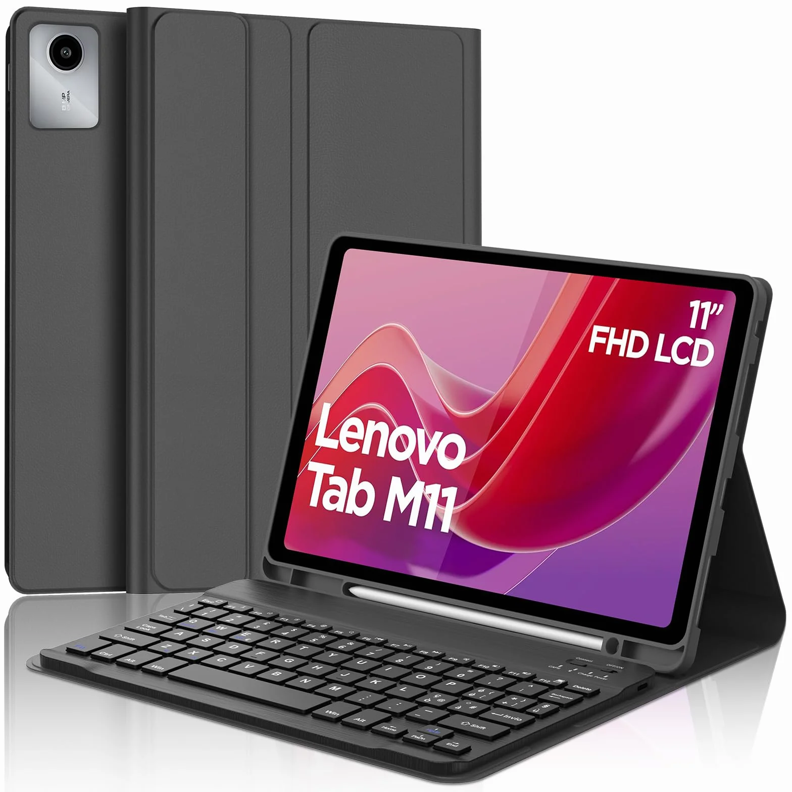IVEOPPE Tastiera per Lenovo Tab M11 11" 2024, Cover Tastiera Layout Italiano Wireless Bluetooth per Lenovo Tab M11 11" 2024 (TB330FU/TB330XU),Nero