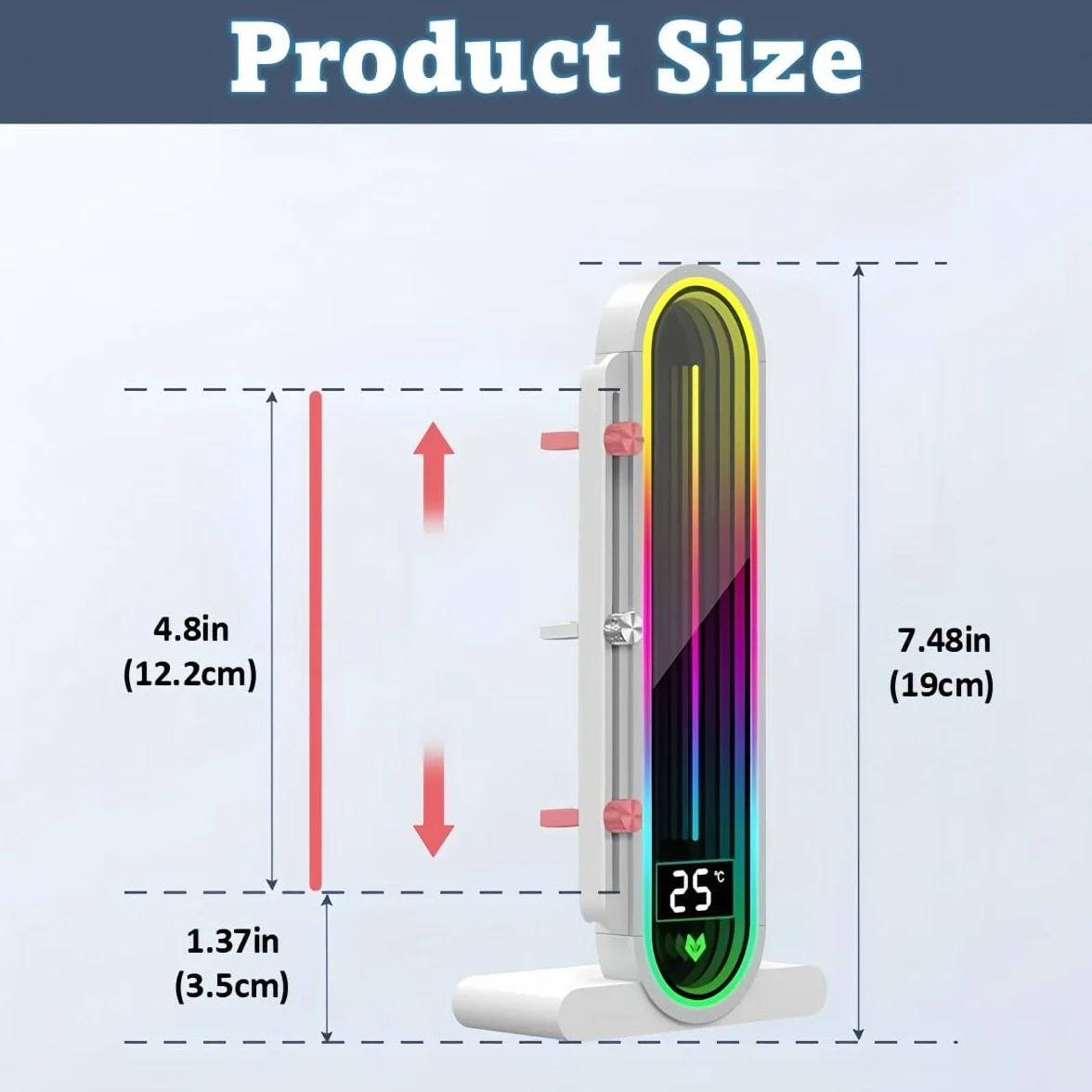 Supporto GPU RGB regolabile in altezza con display integrato della temperatura, supporto per scheda grafica PC 3PIN 5V, staffa anti abbassamento e base magnetica