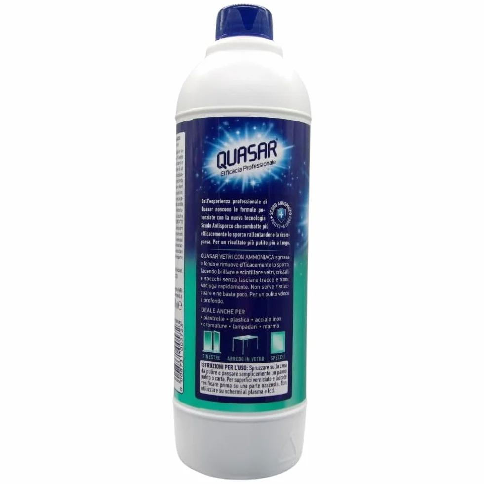 Detergente VETRI Con AMMONIACA Ricarica Asciuga Rapido Sgrassa 580ml (4 Ricariche)
