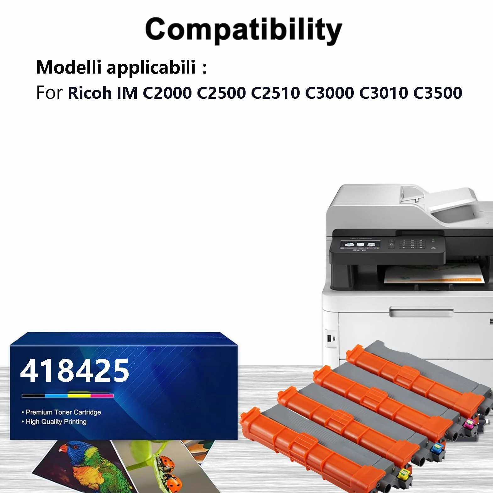 Alta Capacità 418425 Contenitore per Toner di Scarto di Ricambio per Ricoh IM C2000 C2500 C2510 C3000 C3010 C3500 Stampanti, Trasparenti e Resistenti,Black-1 pack