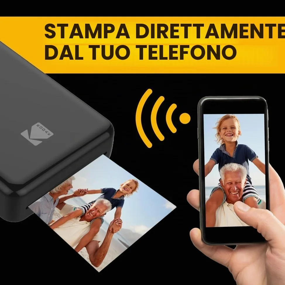 Kodak – Stampante fotografica Mini 2 HD, istantanea, senza fili e mobile con tecnologia di stampa brevettata 4Pass, compatibile con iOS e Android, nera